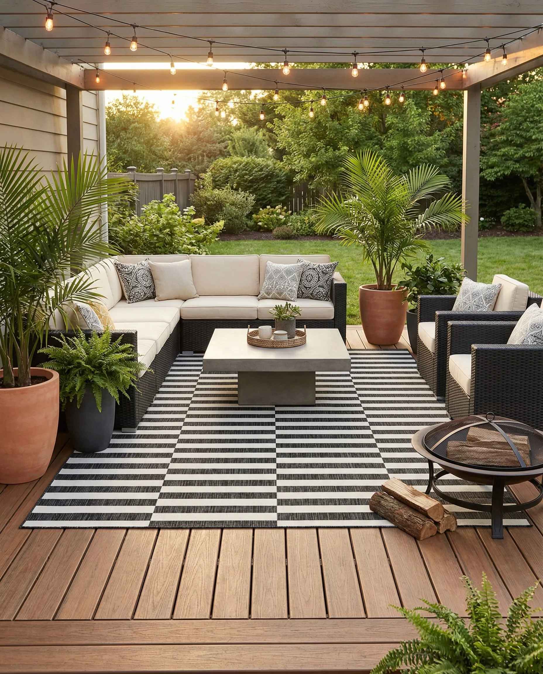 9' x 12' Easy Clean Ribbon Indoor Outdoor Rug thumbnail 3