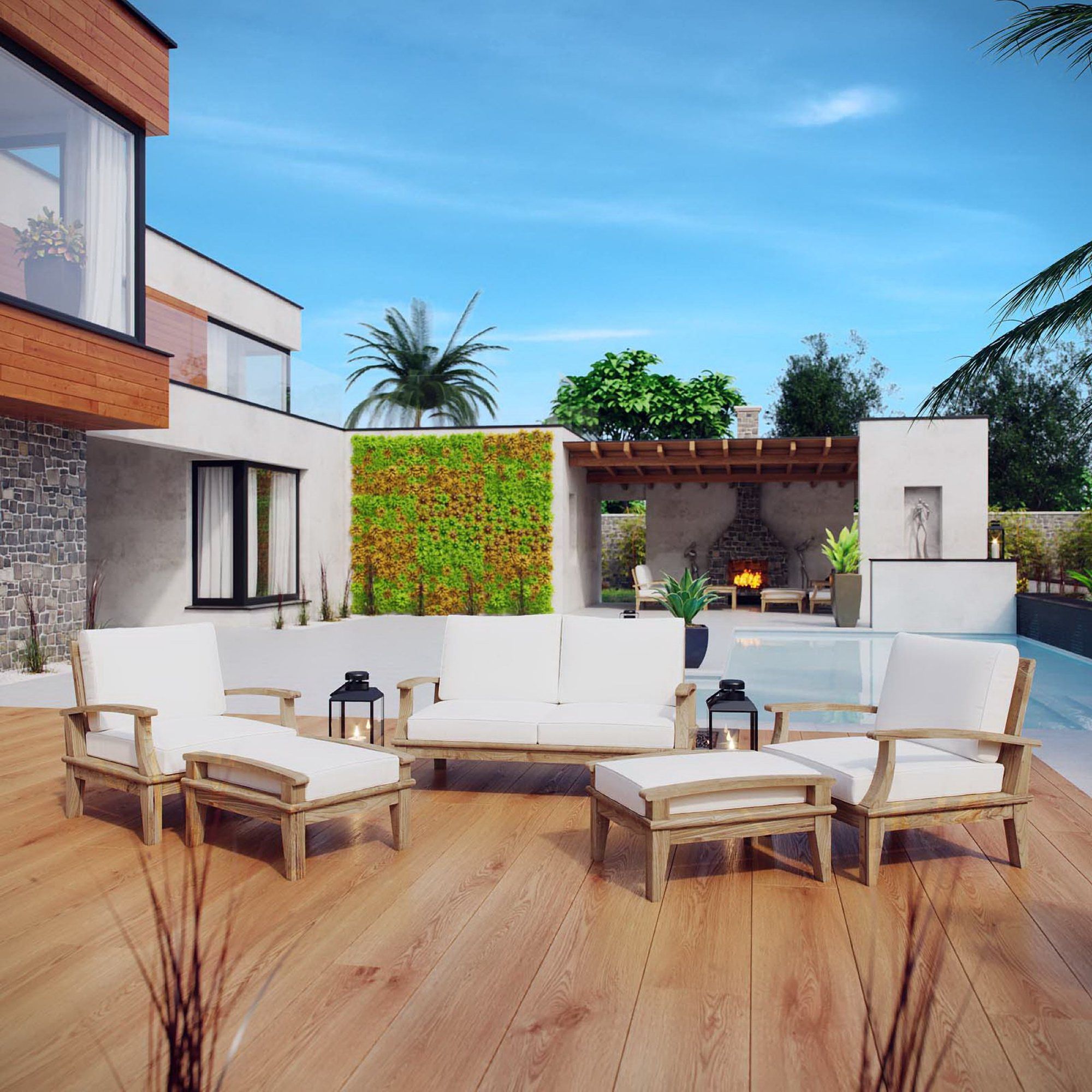 Marina Teak Outdoor Conversation Set thumbnail 8