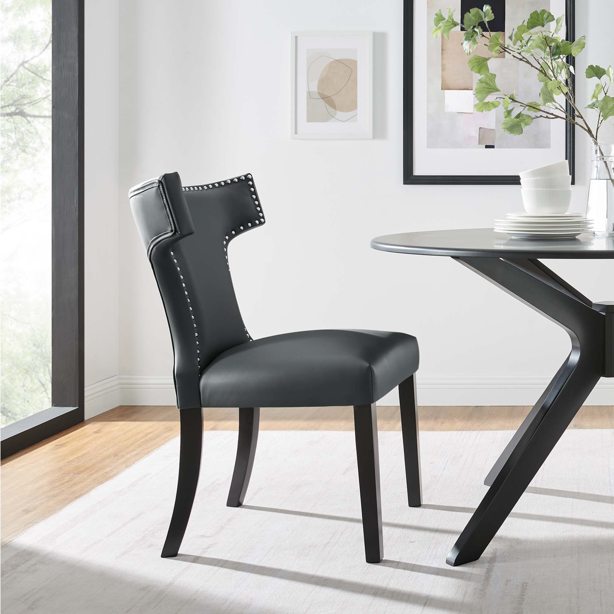 Crest Studded Vegan Leather Dining Chair thumbnail 7