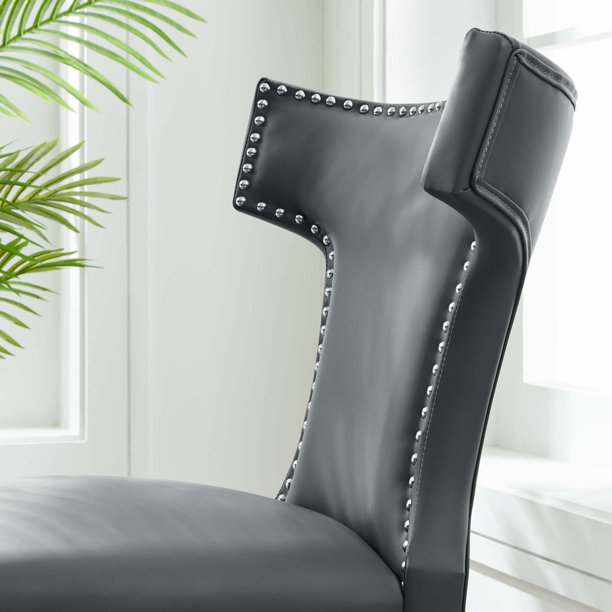 Crest Studded Vegan Leather Dining Chair thumbnail 8