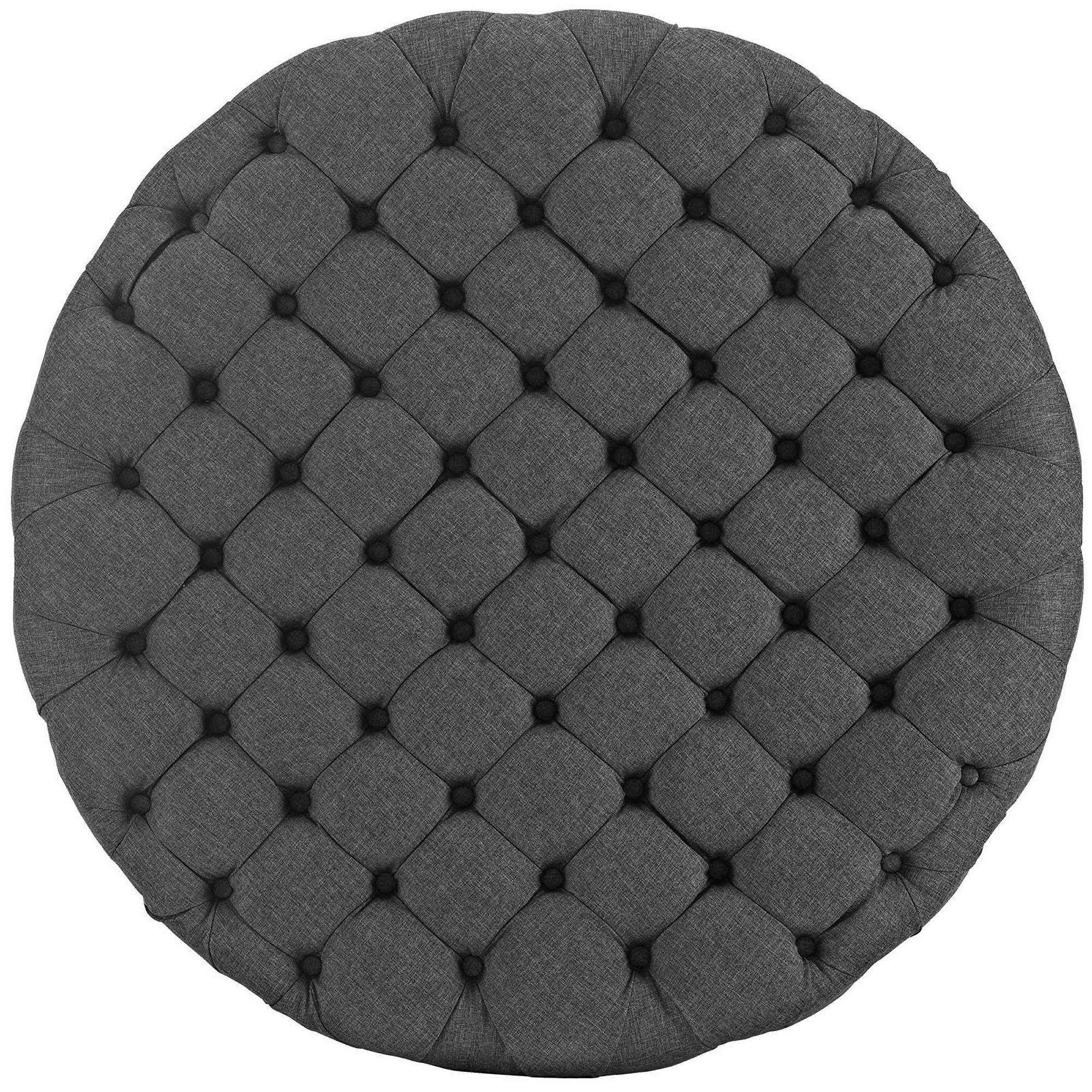 Tufted Round Fabric Ottoman thumbnail 3