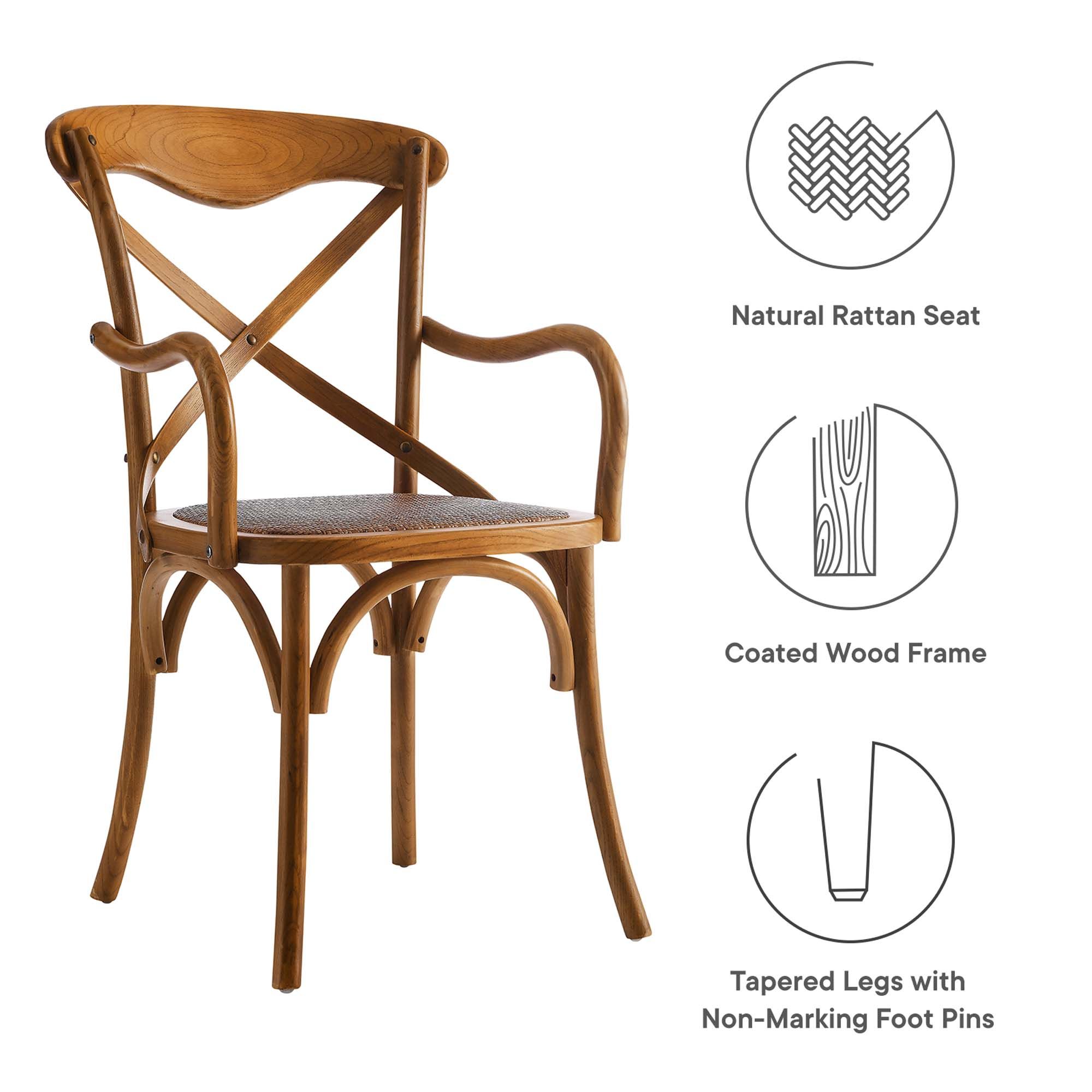 Rustic Crossback Dining Armchair Set thumbnail 3