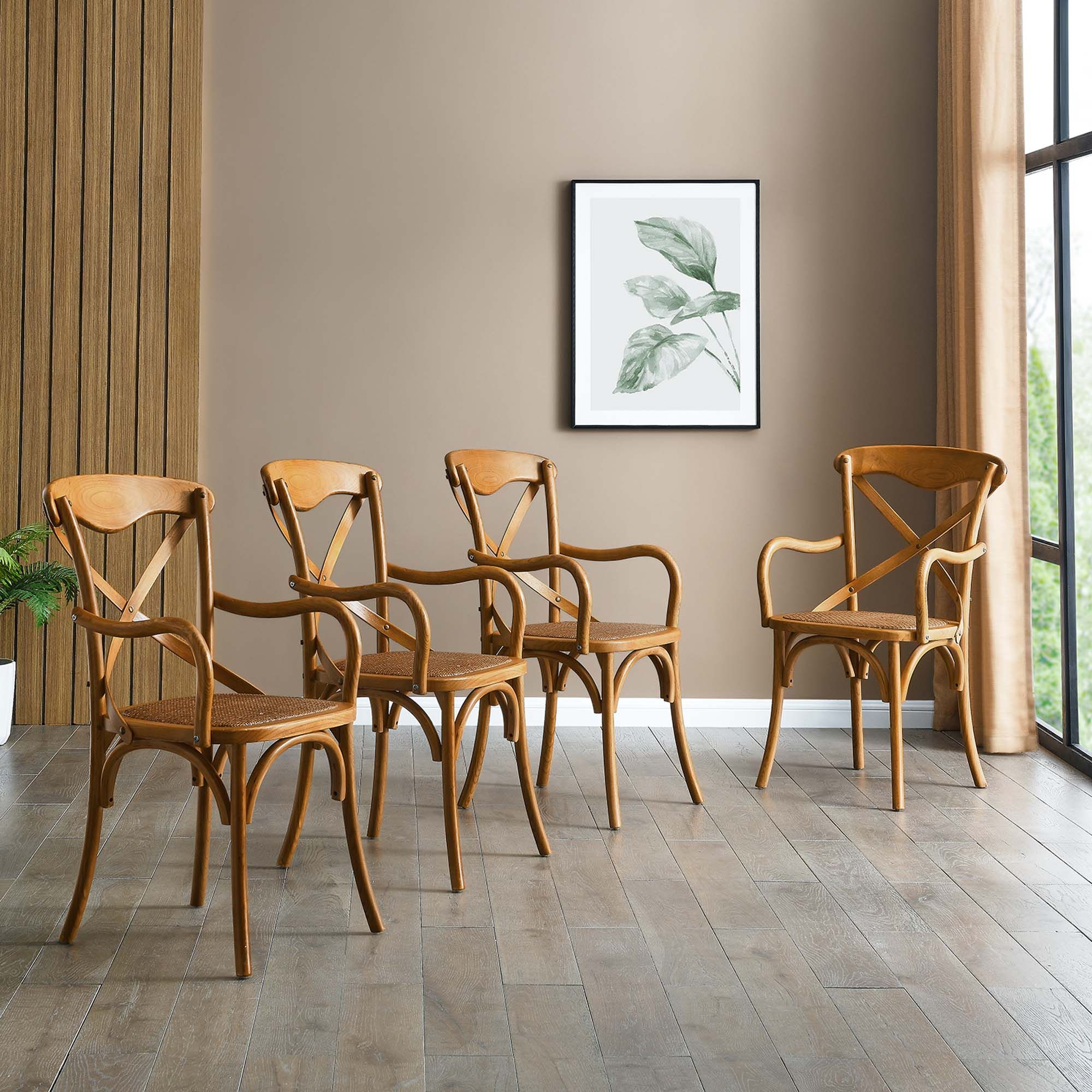 Rustic Crossback Dining Armchair Set thumbnail 9