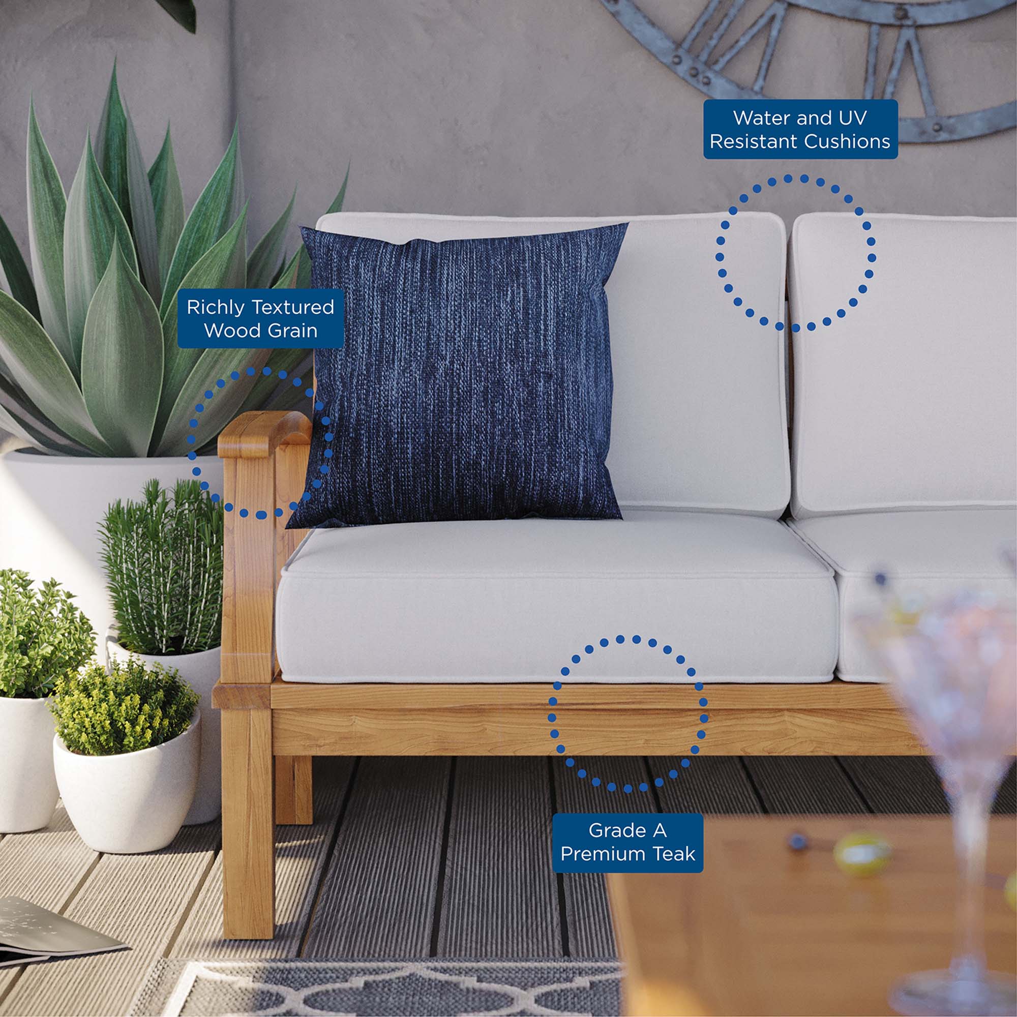 Marina Teak Outdoor Sofa thumbnail 2