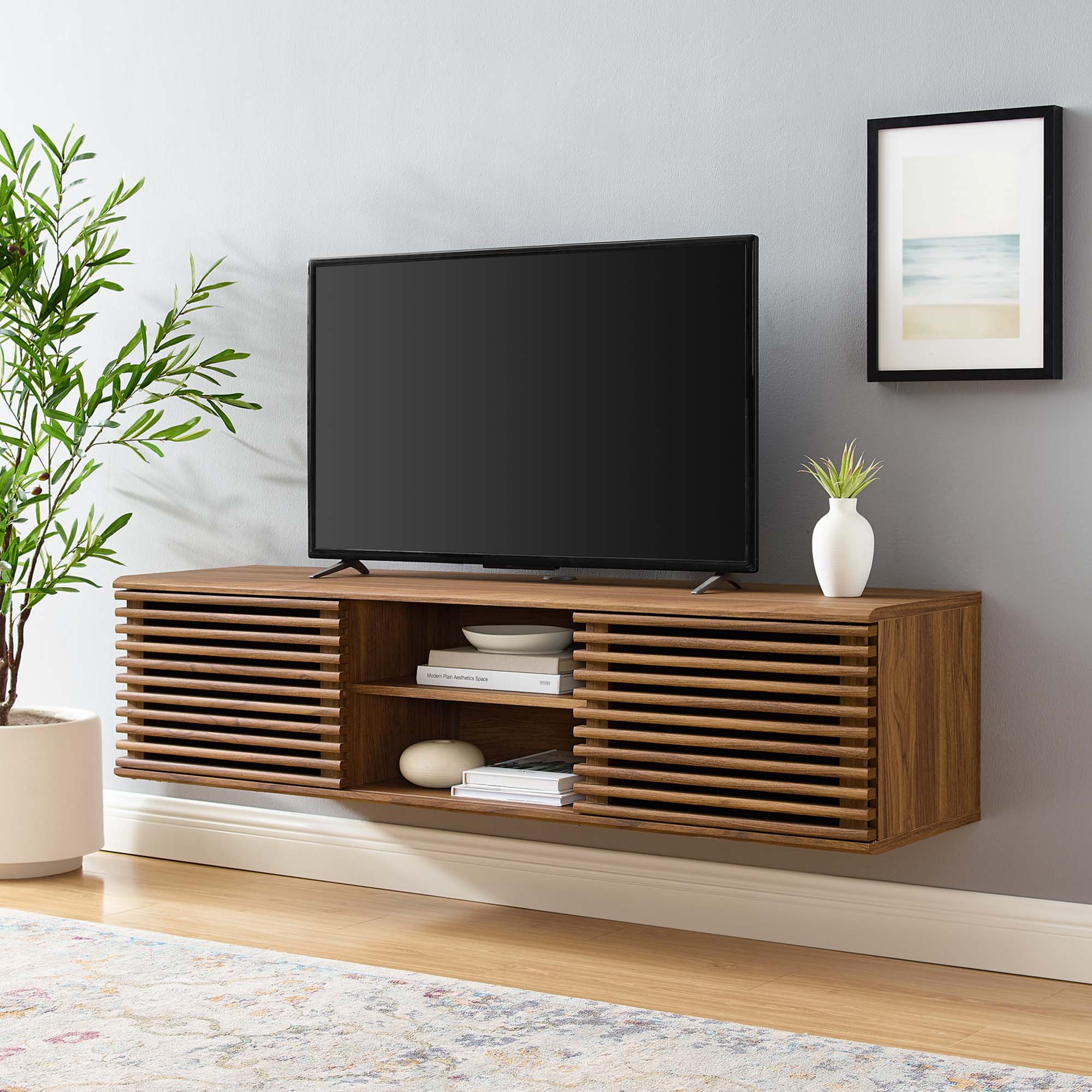 Render Walnut Wall-Mount Media Console thumbnail 8
