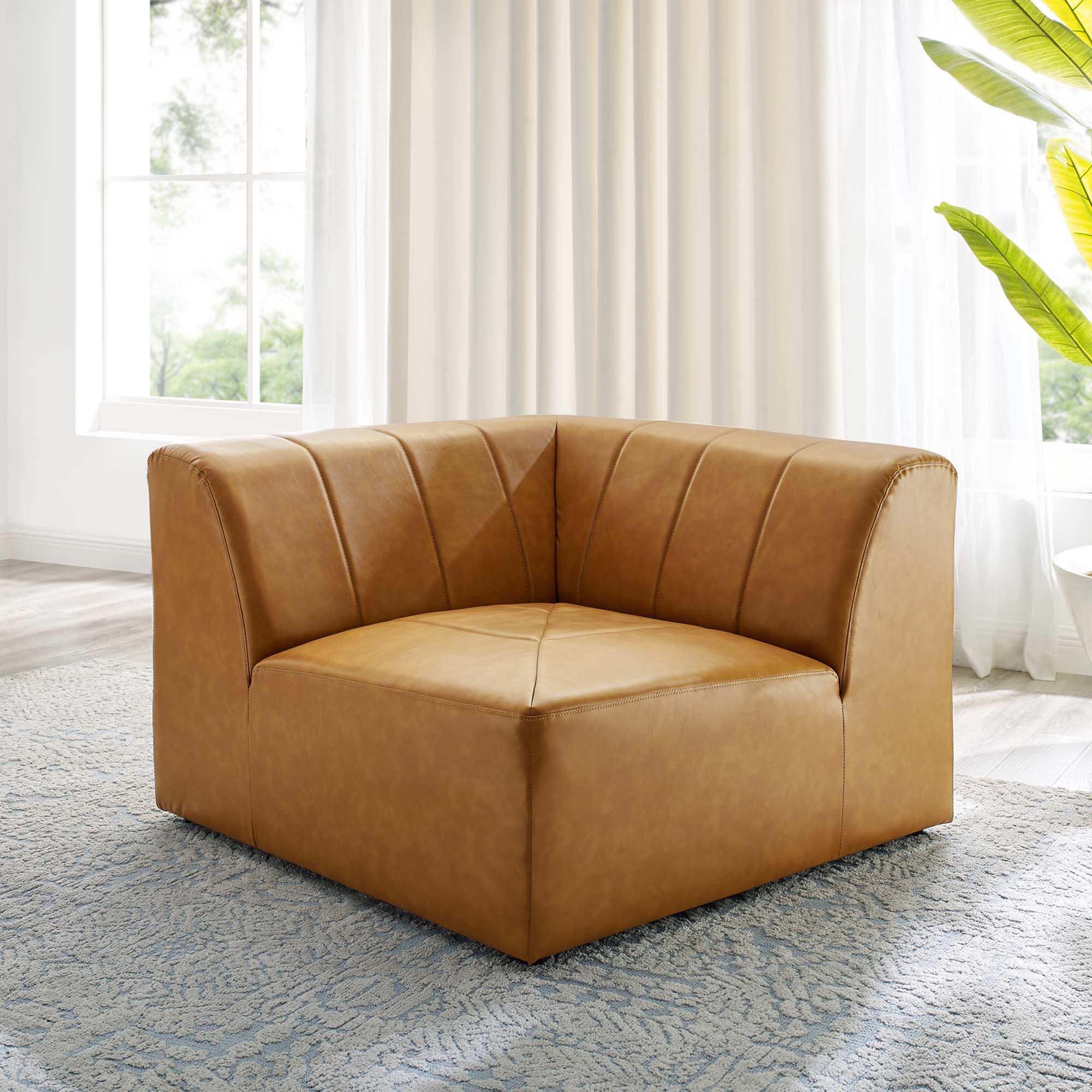 Barreled Corner Vegan Leather Chair thumbnail 6