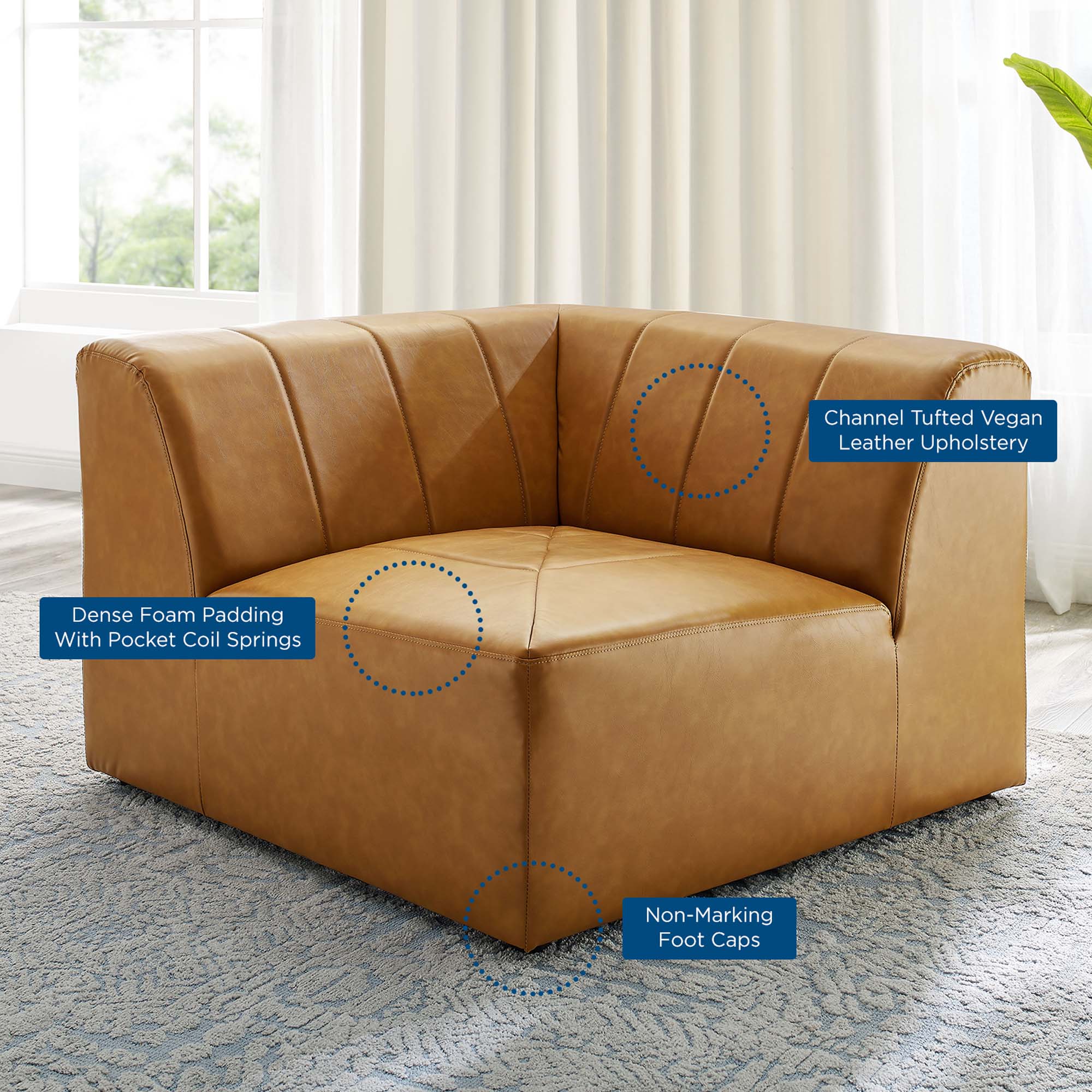 Barreled Corner Vegan Leather Chair thumbnail 7