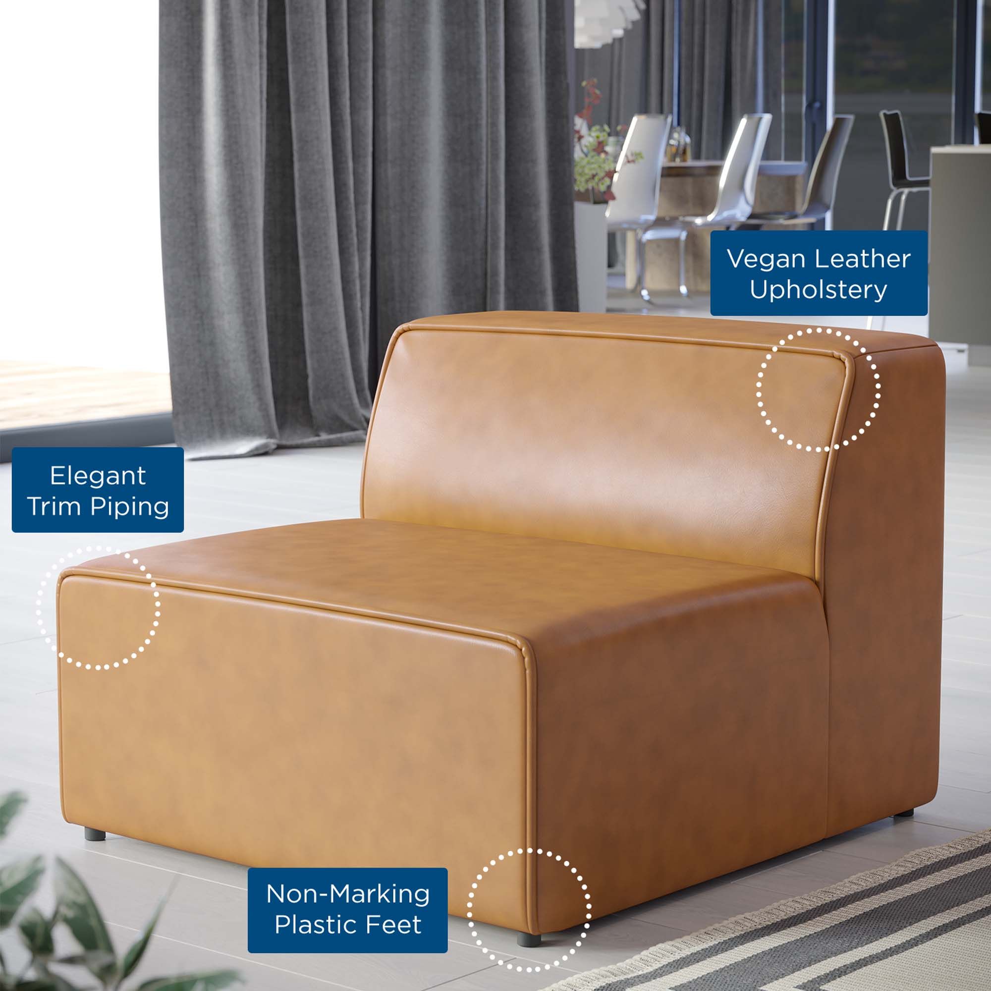 Mingle Vegan Leather Armless Chair thumbnail 7