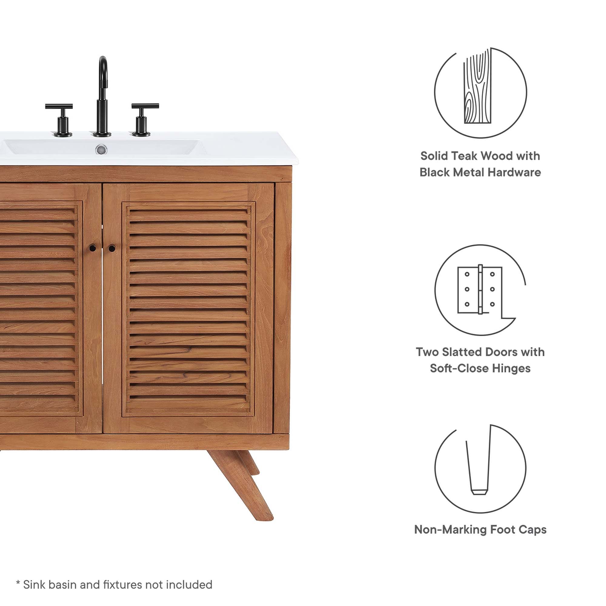 36" Teak Bathroom Vanity Cabinet thumbnail 2