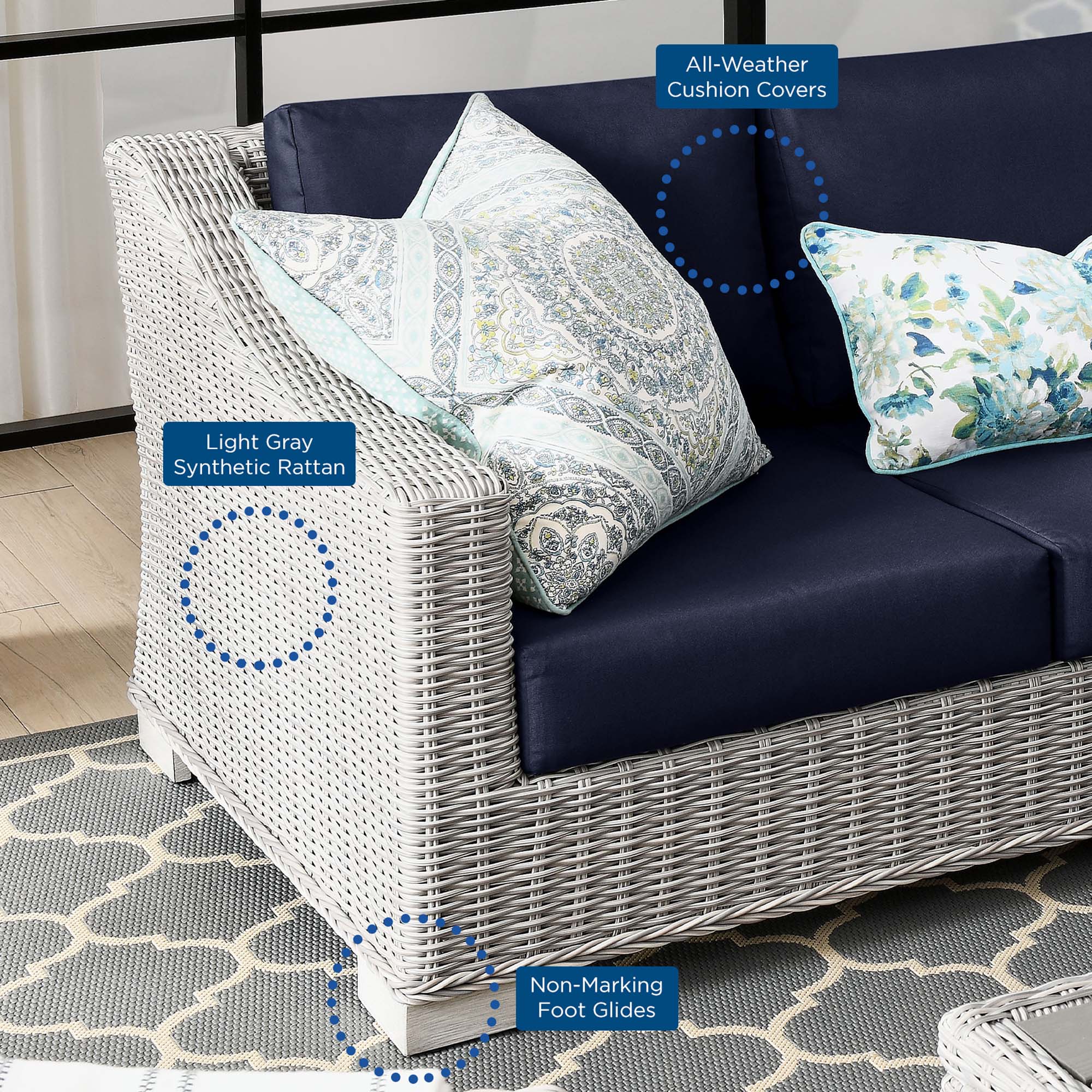 Conway Outdoor Wicker Conversation Set thumbnail 16