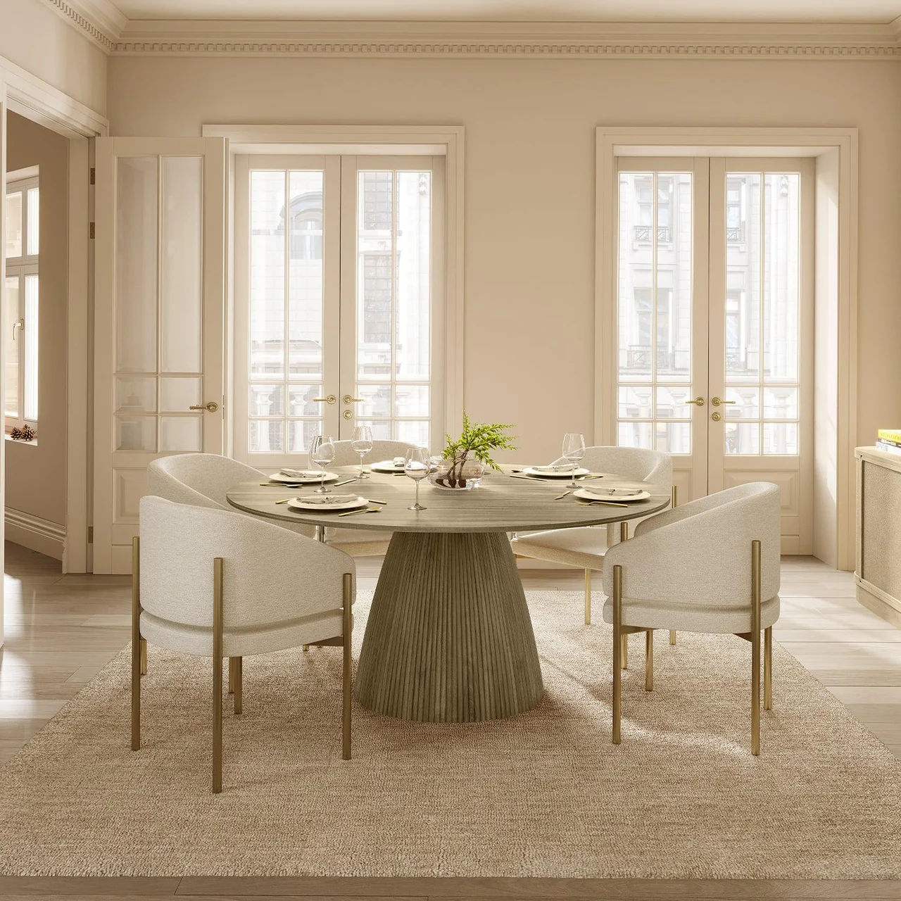 Oxford Round Dining Table Greige Oak thumbnail 2