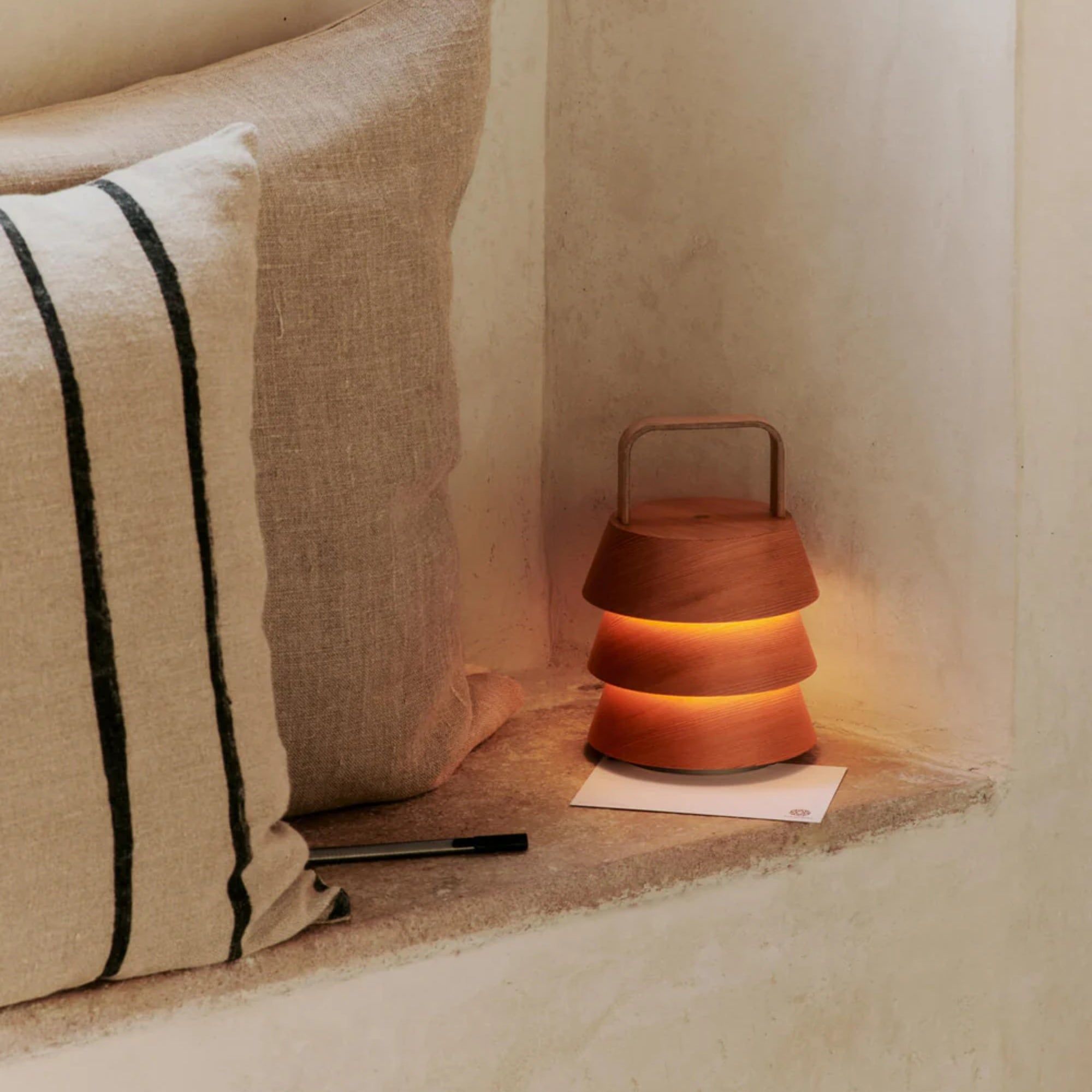 Bamboo Shade Portable Table Lamp – Warm Brown Outdoor/Indoor thumbnail 3