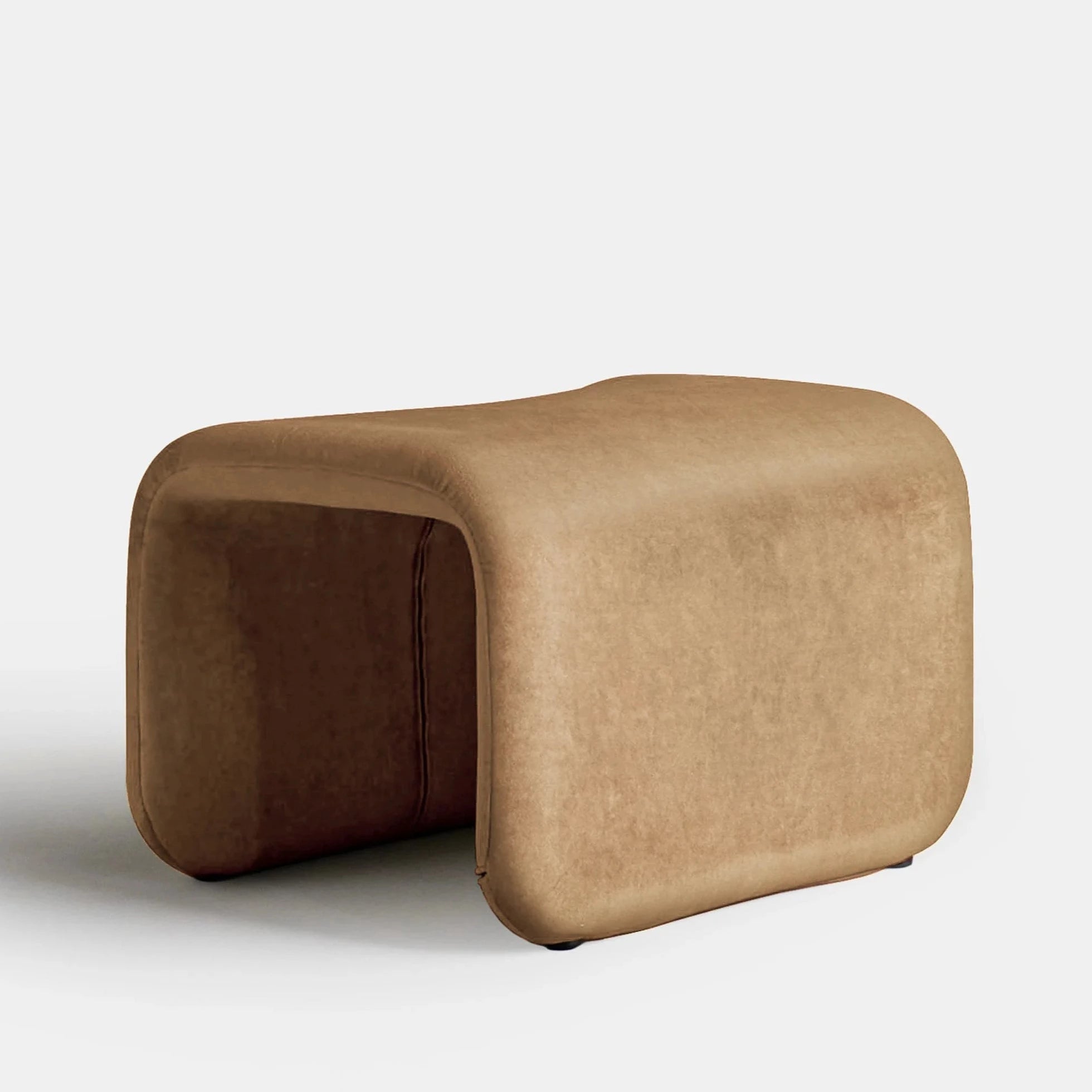 Boucle Upholstered Footstool – Light Gray Modern Lounge thumbnail 11
