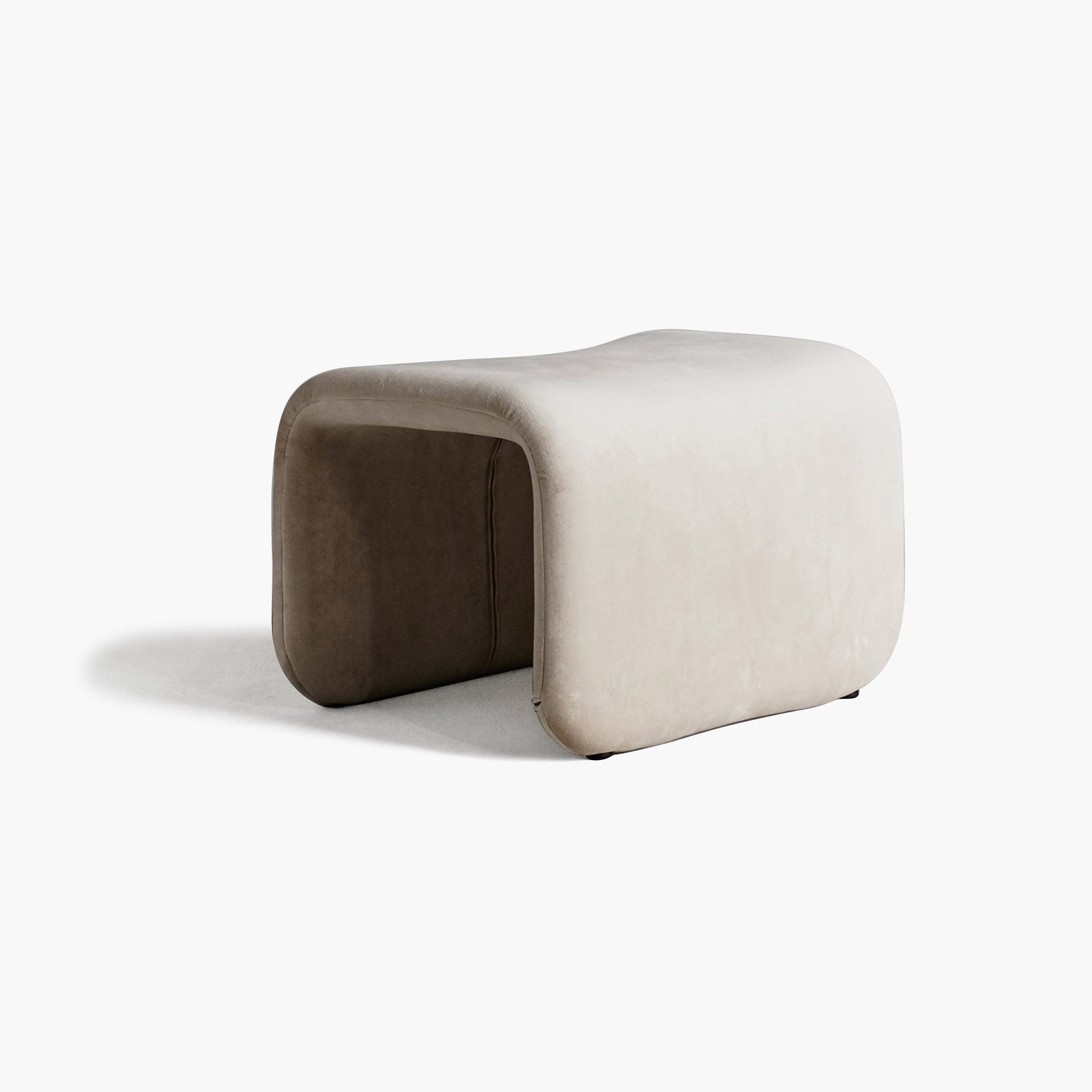 Boucle Upholstered Footstool – Light Gray Modern Lounge thumbnail 2