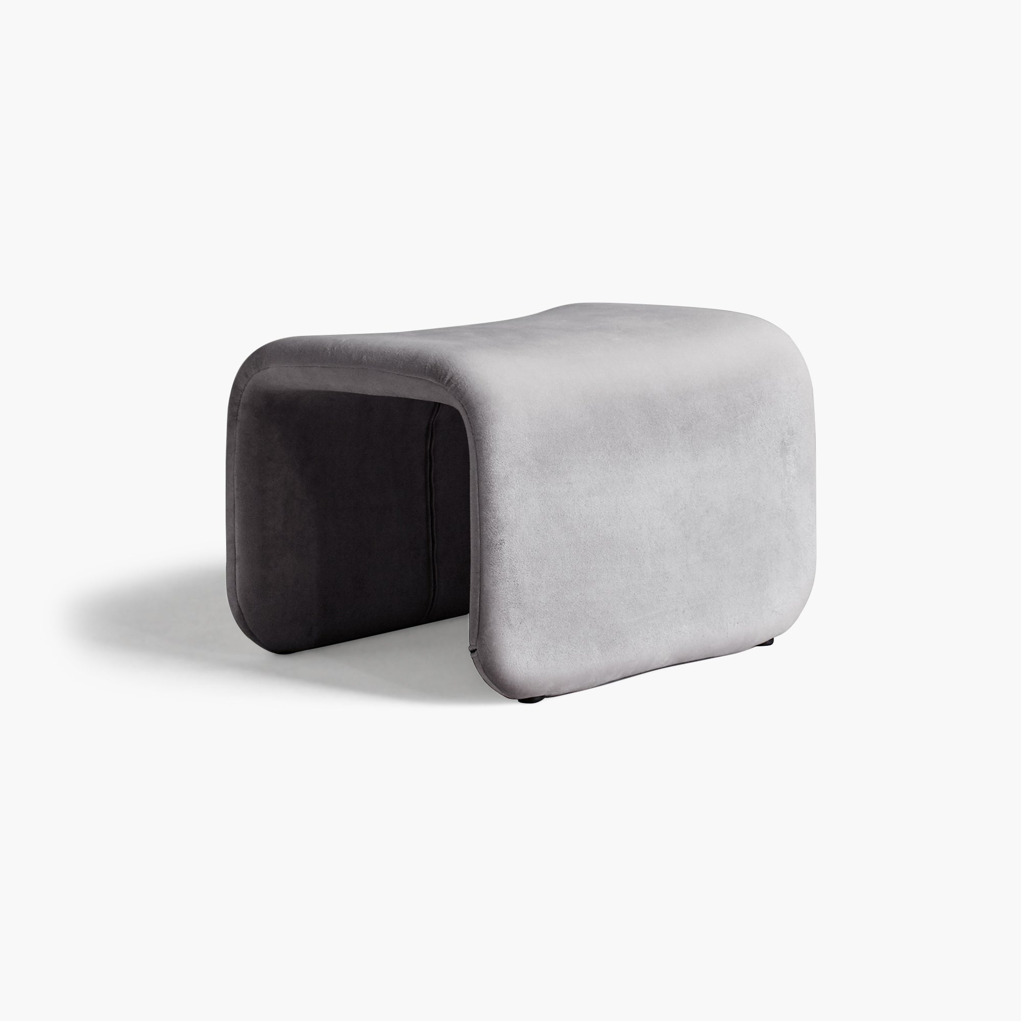Boucle Upholstered Footstool – Light Gray Modern Lounge thumbnail 6