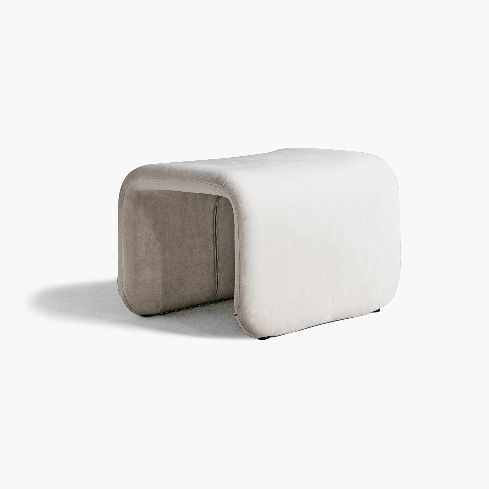 Boucle Upholstered Footstool – Light Gray Modern Lounge thumbnail 7