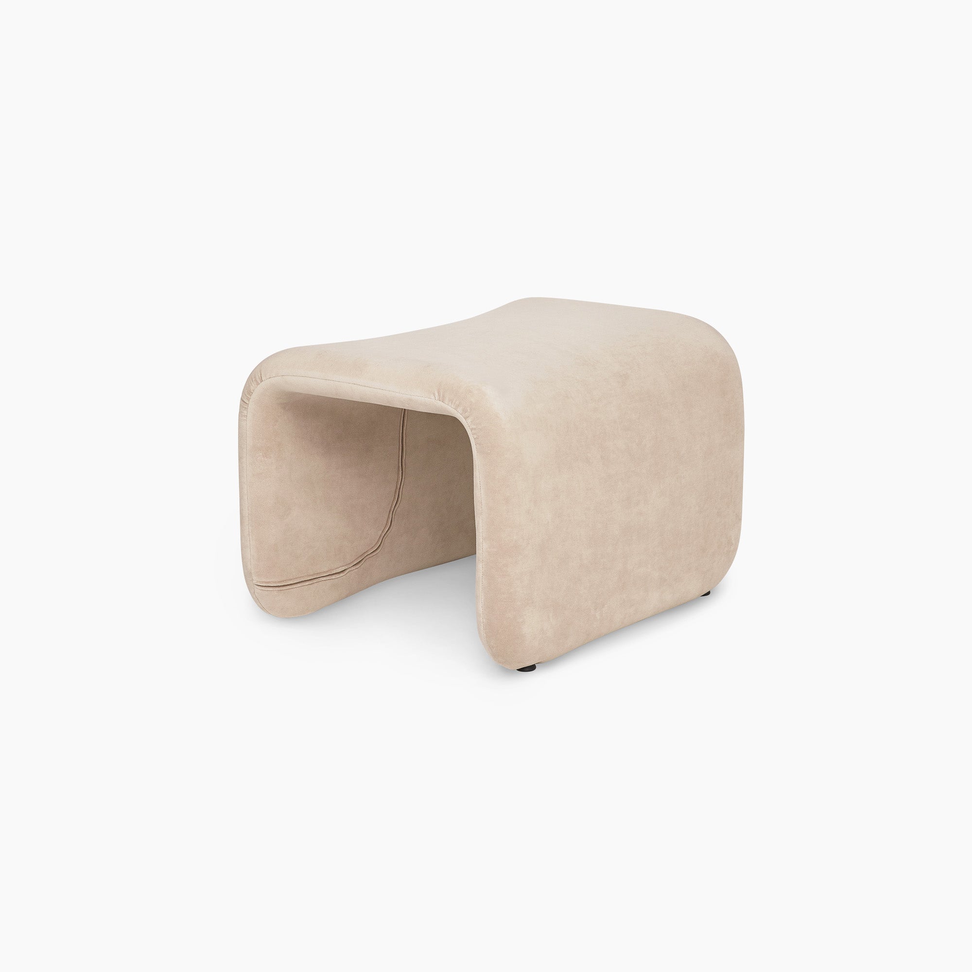 Modern Upholstered Footstool – Light Gray Bouclé Pouf Ottoman thumbnail 28