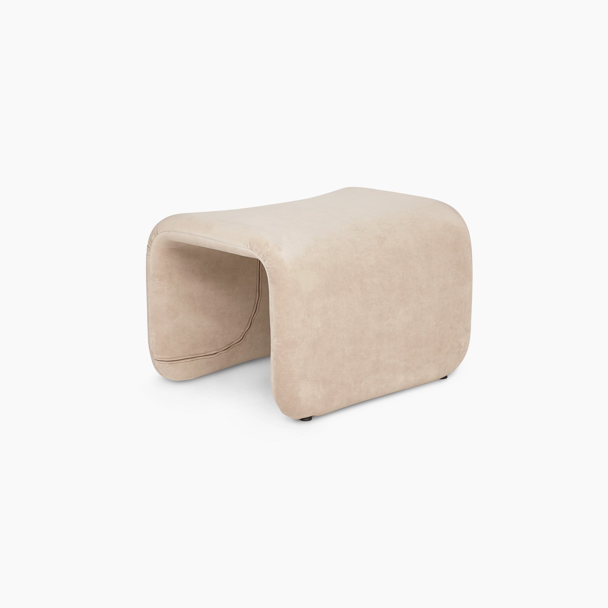 Cloud-Soft Upholstered Footstool – Light Beige Modern Living Room thumbnail 29