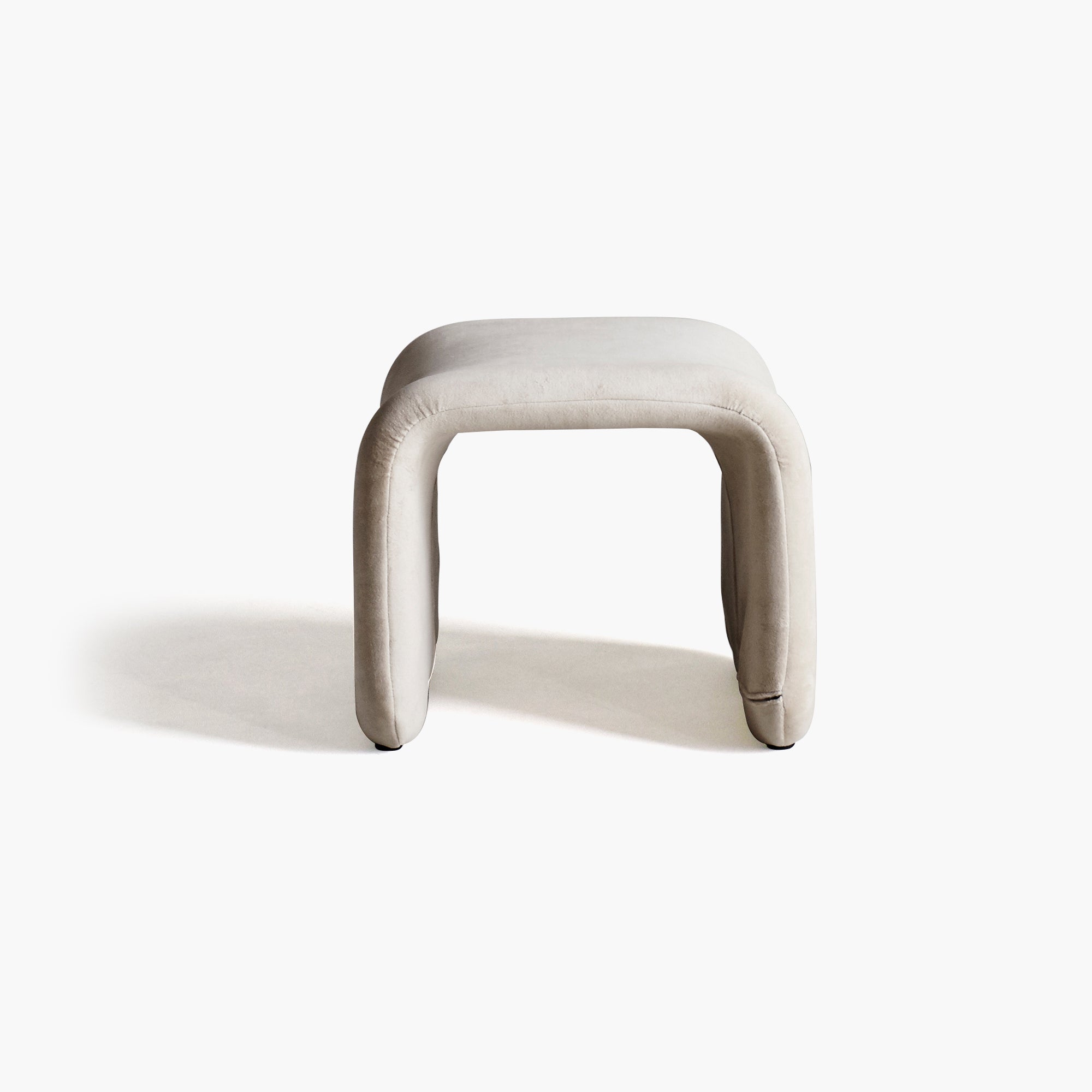 Contemporary Upholstered Footstool – Light Gray Bouclé Style thumbnail 13