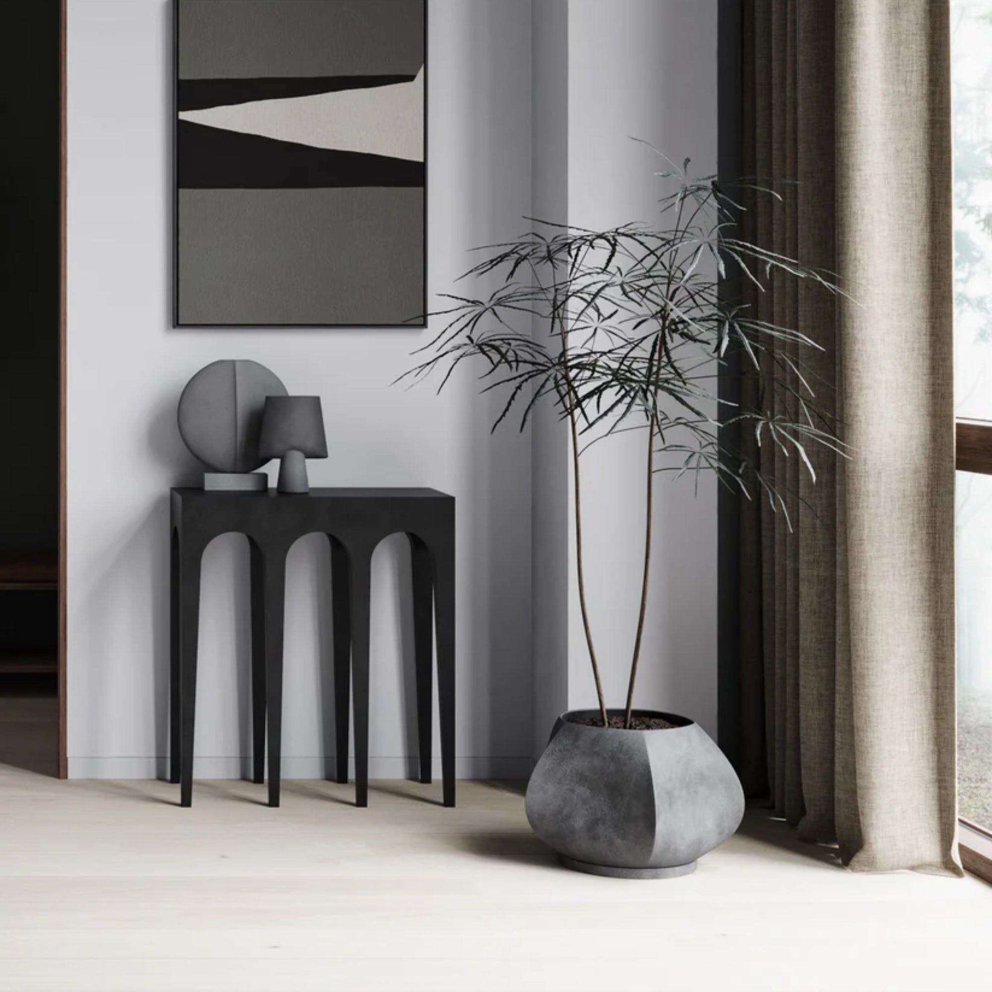Bow Arch Console Table – Black Modern Entryway Accent thumbnail 4