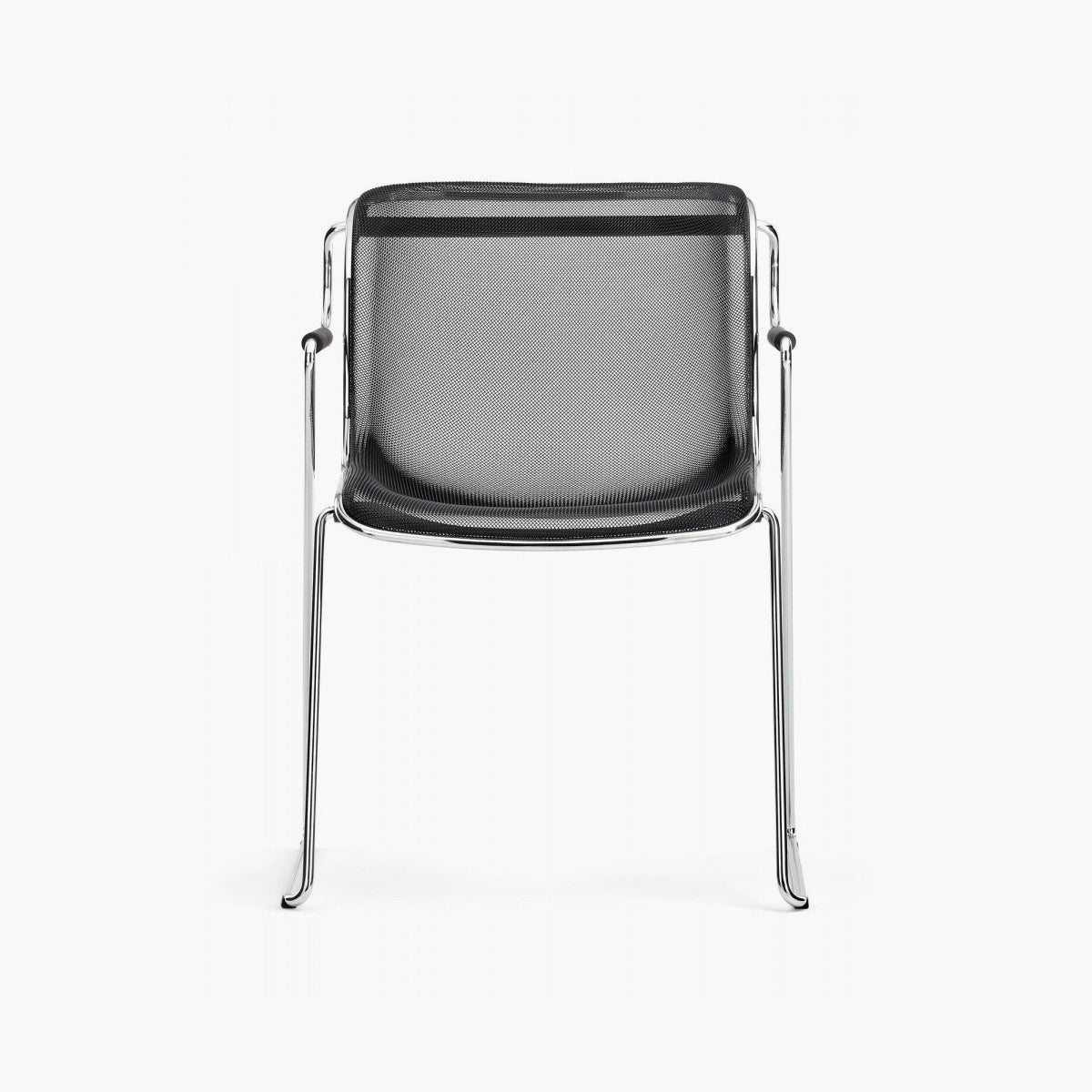 Modern Black Mesh Armchair with Chrome Tubular Frame thumbnail 4