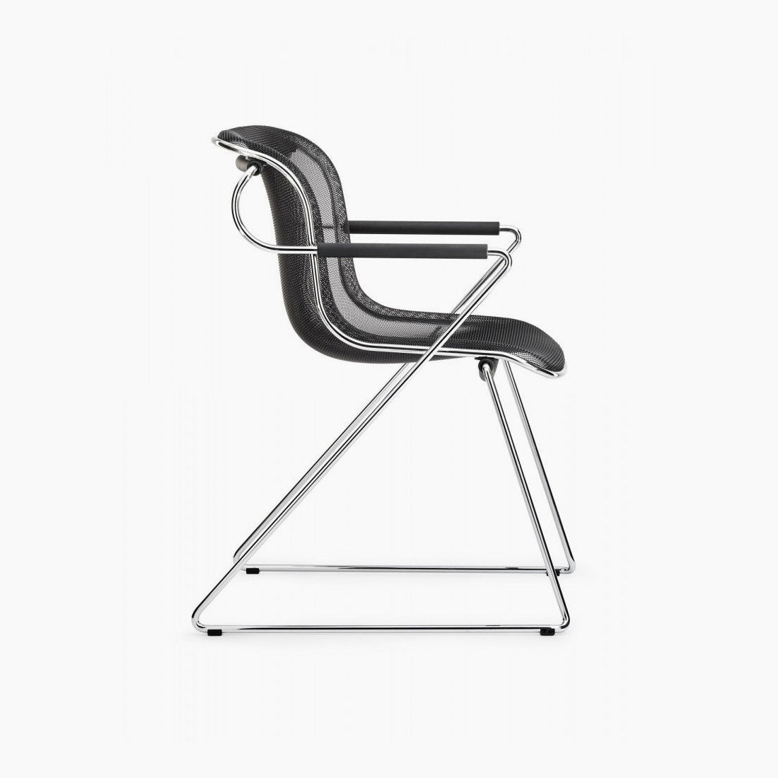 Modern Black Mesh Armchair with Chrome Tubular Frame thumbnail 5