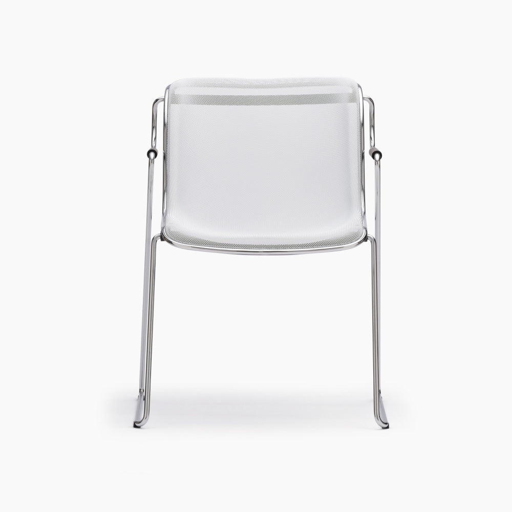 Penelope Mesh Armchair – White Textured Fabric Chrome Frame thumbnail 3