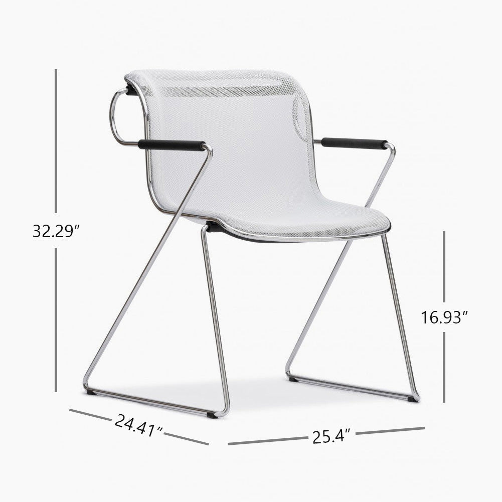 Penelope Mesh Armchair – White Textured Fabric Chrome Frame thumbnail 4