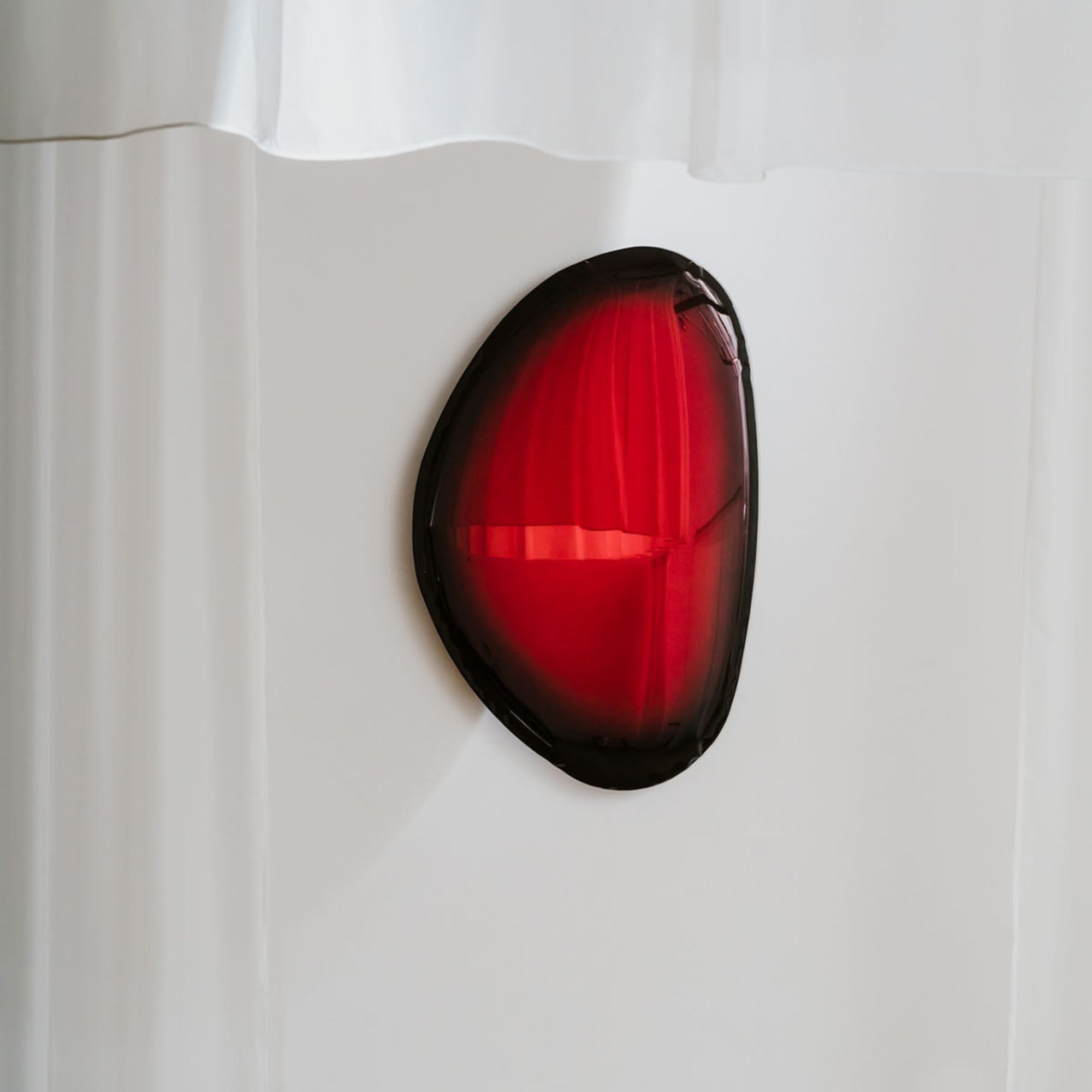 Liquid Droplet Wall Mirror – Red Ombre Oval Glass Accent thumbnail 2