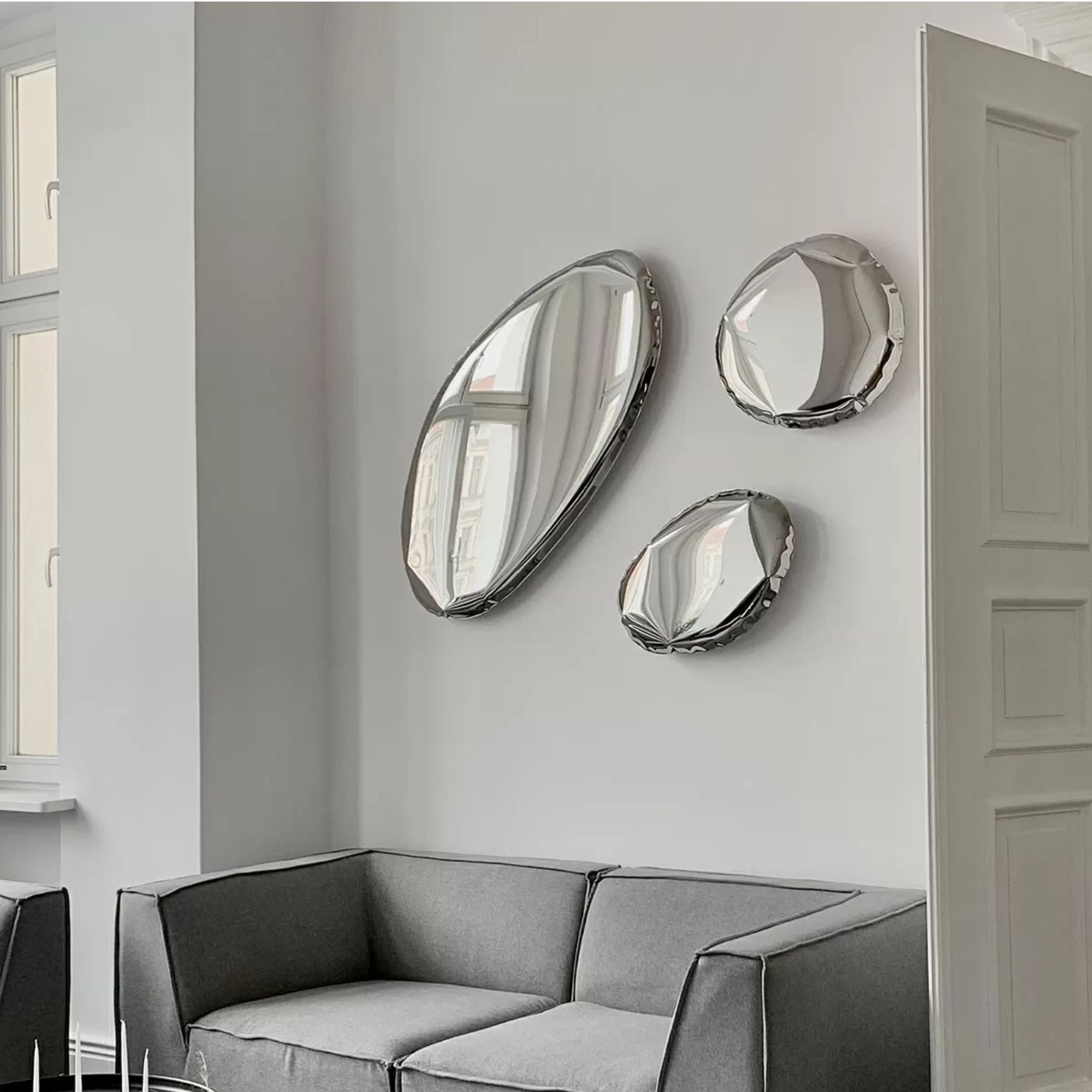 Ovoid Glass Wall Mirror – Liquid Droplet Modern Reflective Decor thumbnail 5