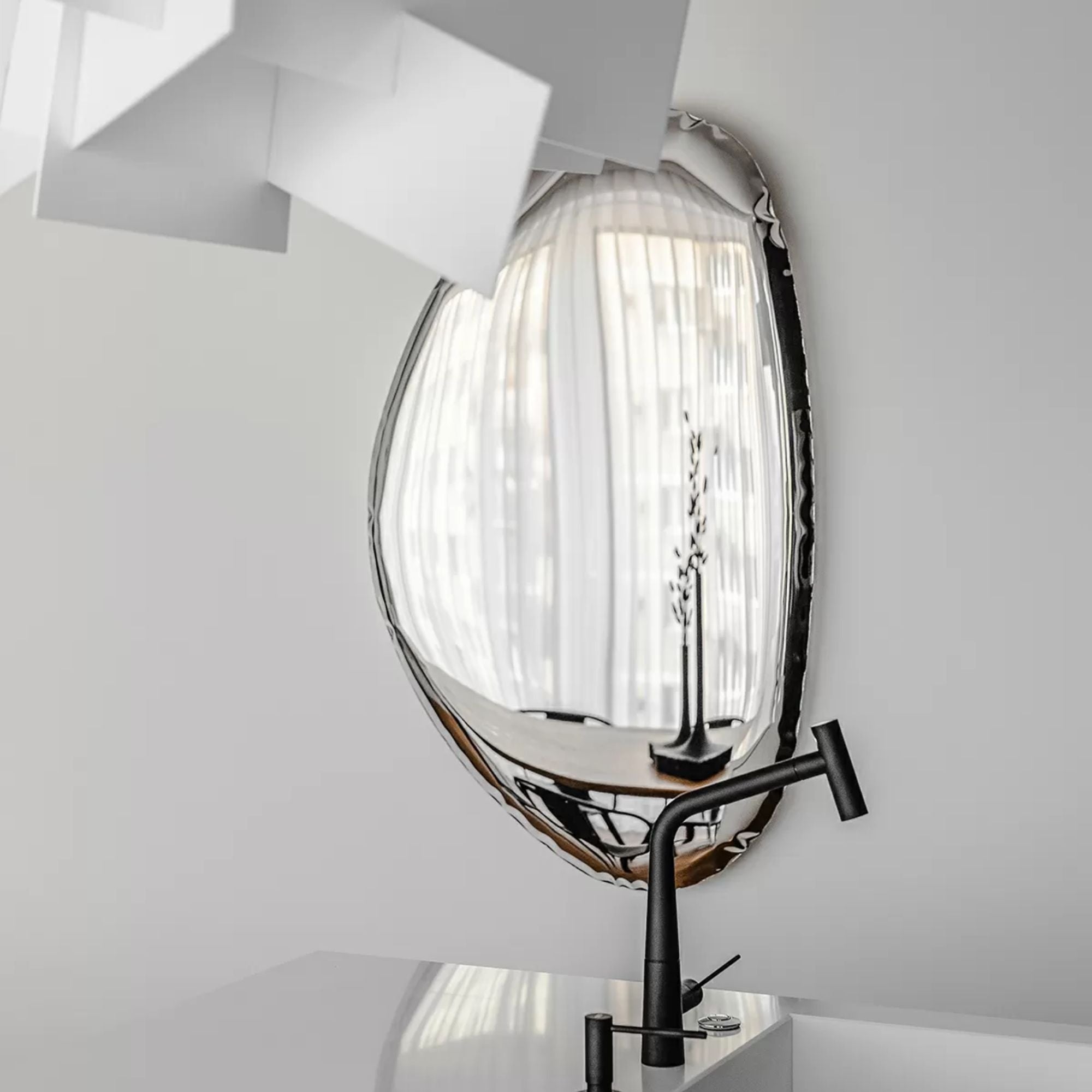 Ovoid Glass Wall Mirror – Liquid Droplet Modern Reflective Decor thumbnail 8