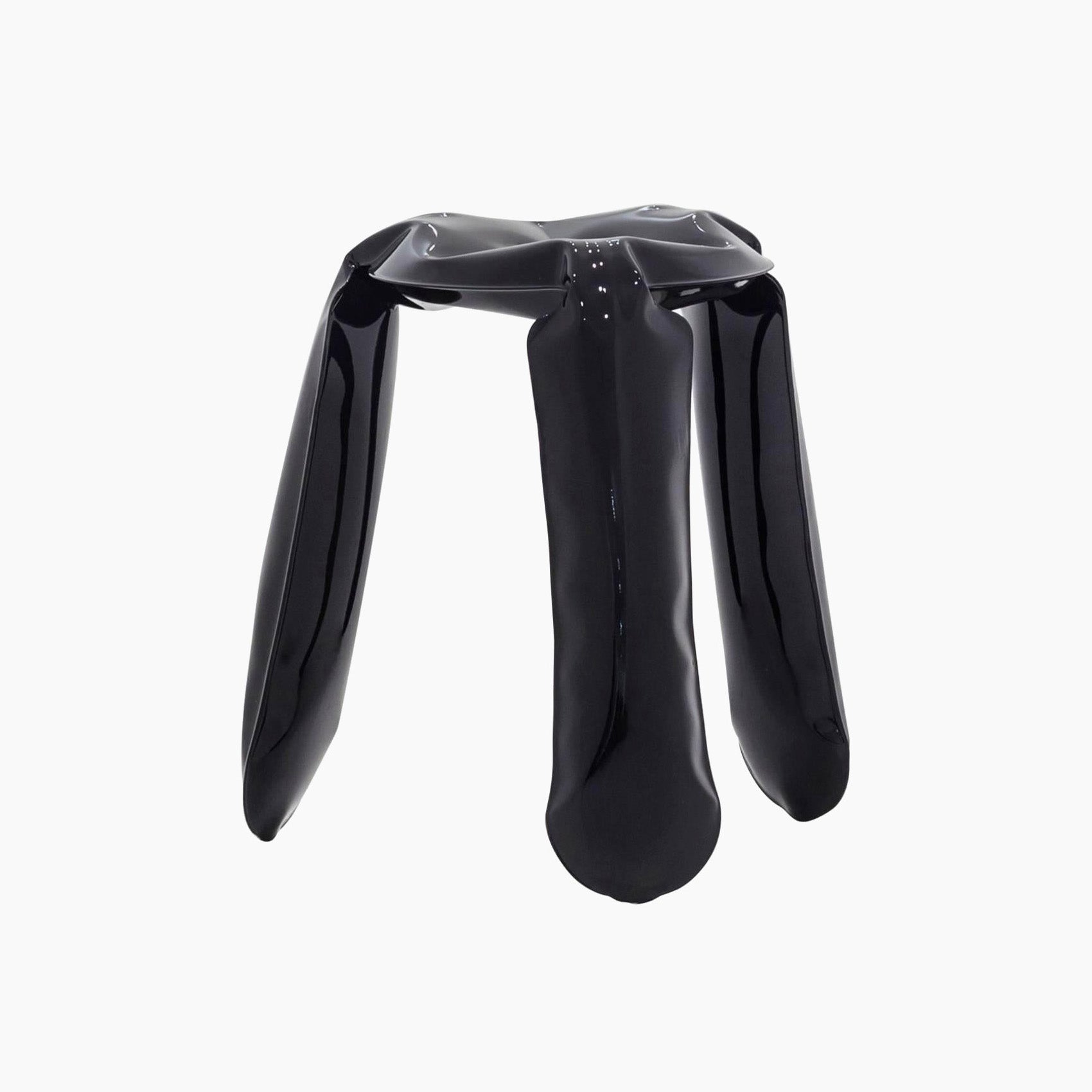Metal Sculptural Stool – Glossy Dark Blue Modern Counter Seating thumbnail 9