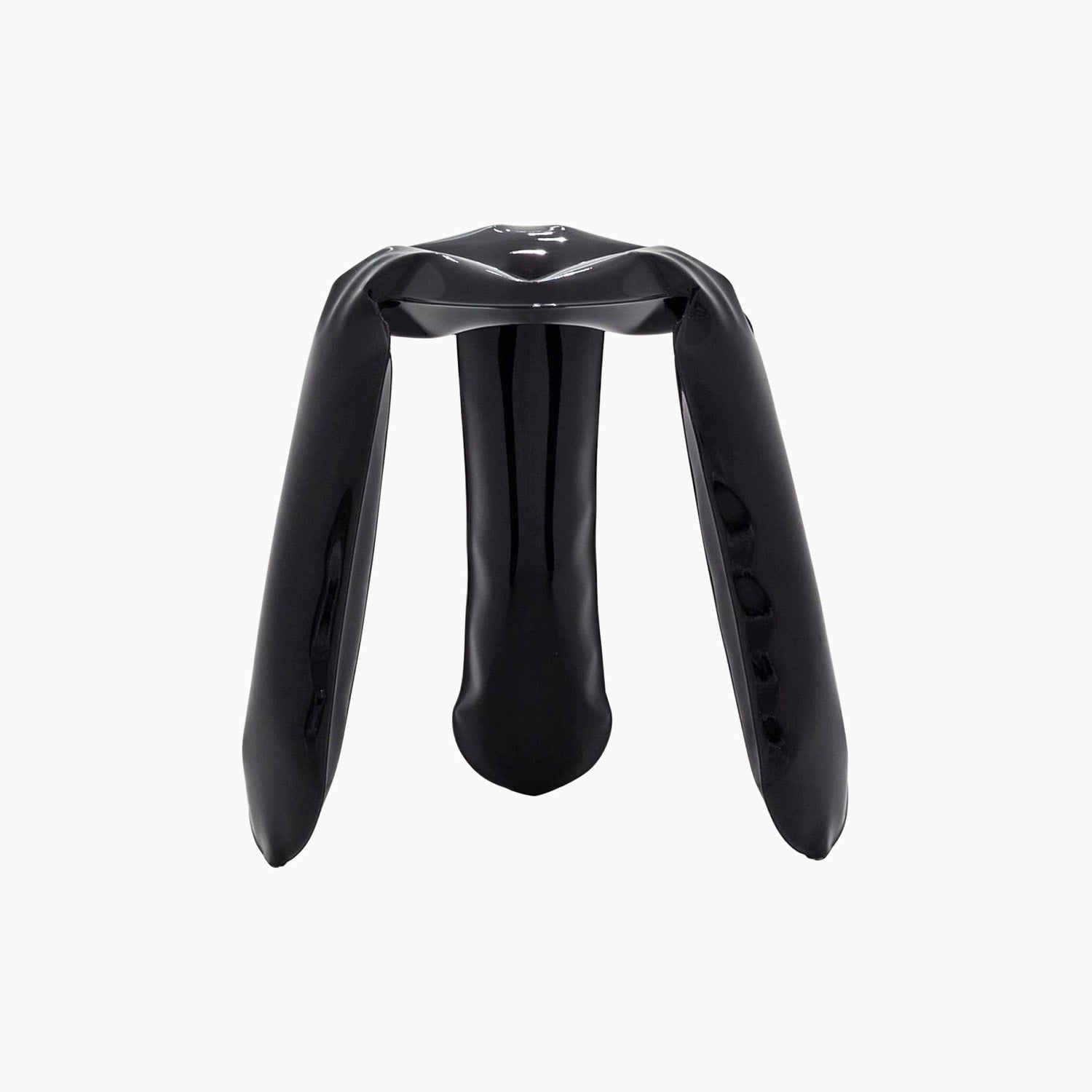 Metal Sculptural Stool – Glossy Dark Blue Modern Counter Seating thumbnail 10