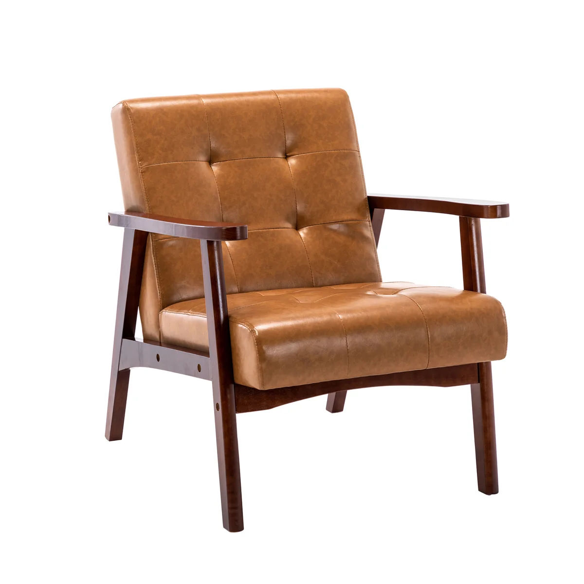 Havva 21.65'' Wide Tufted Artificial Leather Mid-Century Modern Armchair thumbnail 5