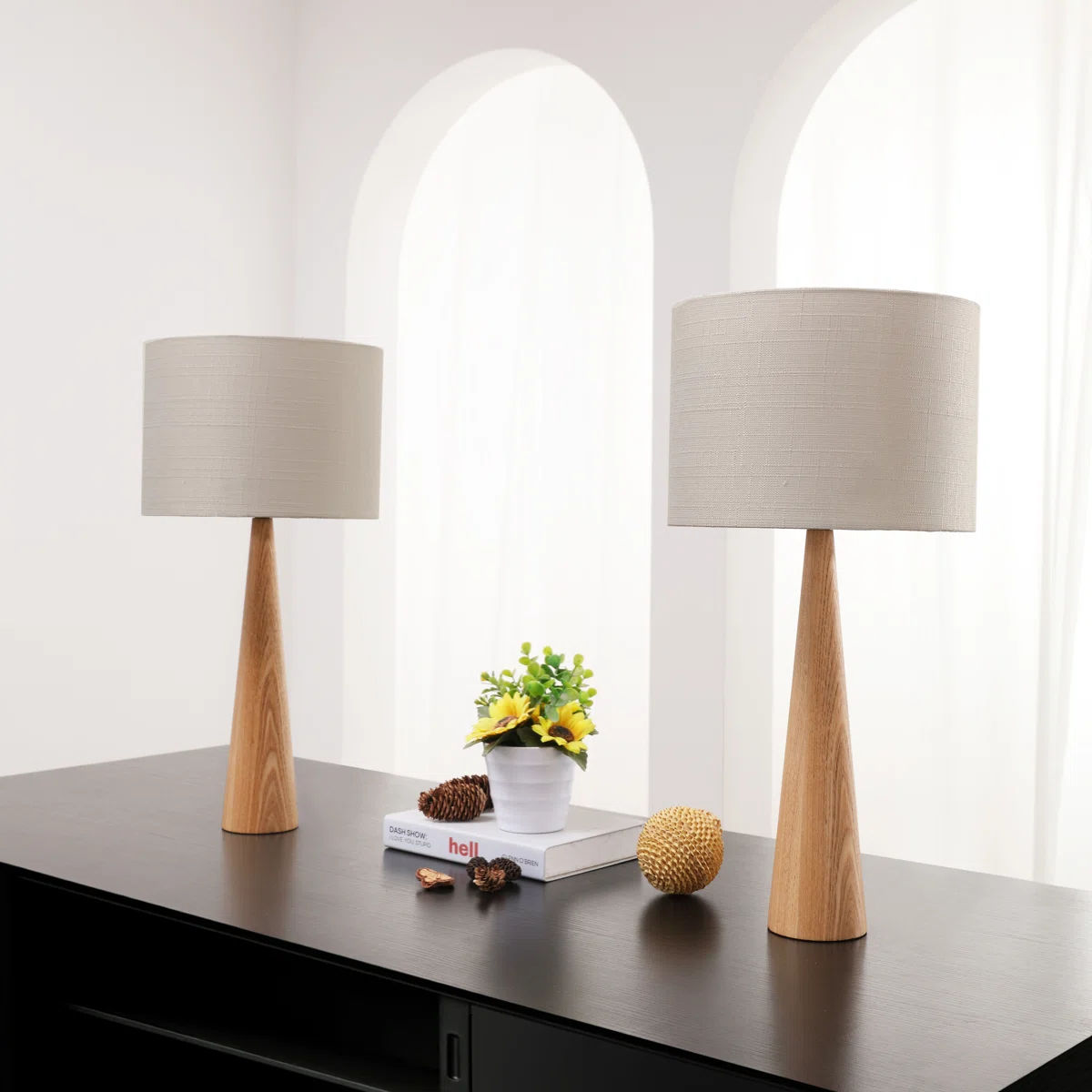 Manveen 20" Natural Solid Wood Table Lamp (Set of 2) — view 1