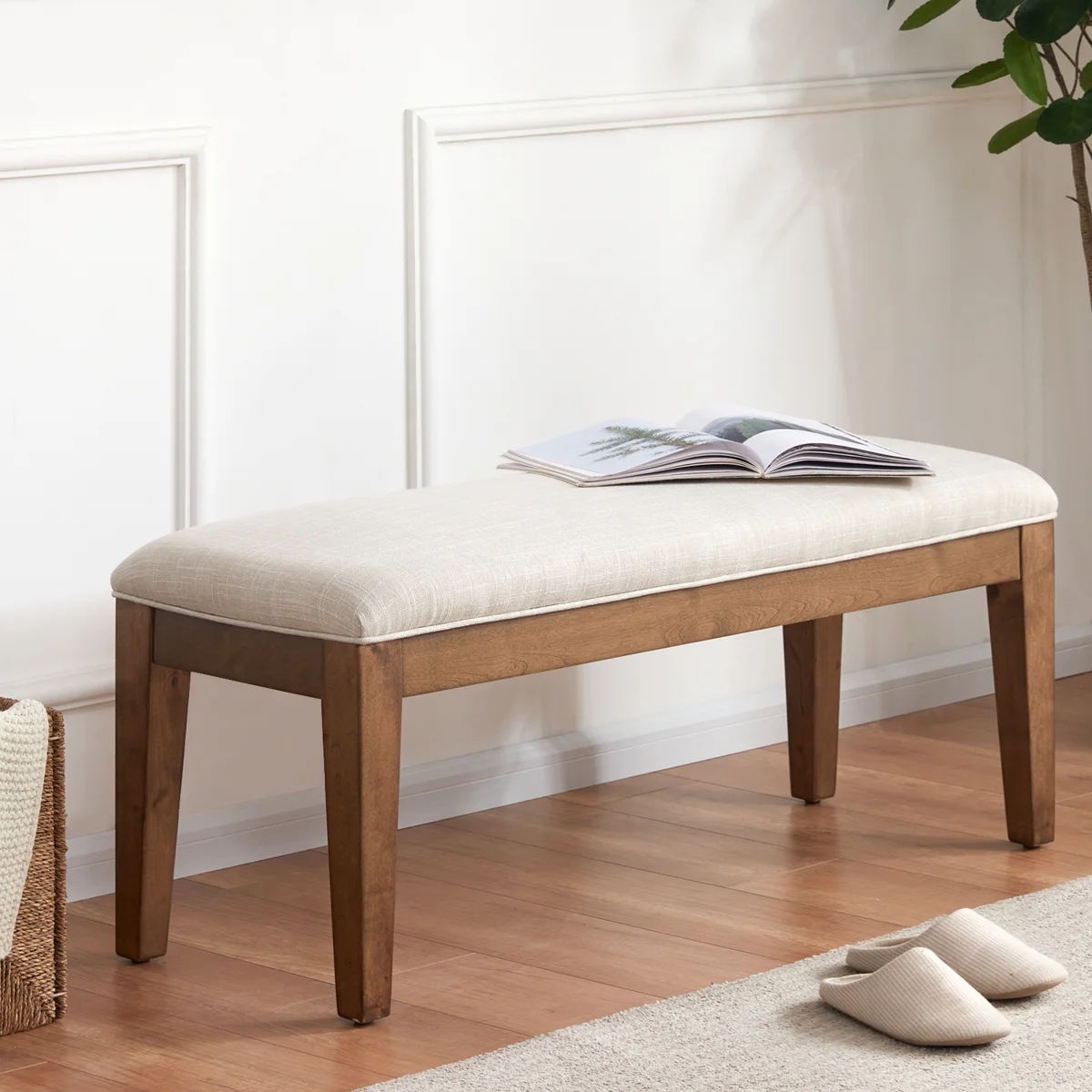 Isaura Polyester Upholstered Bench thumbnail 4