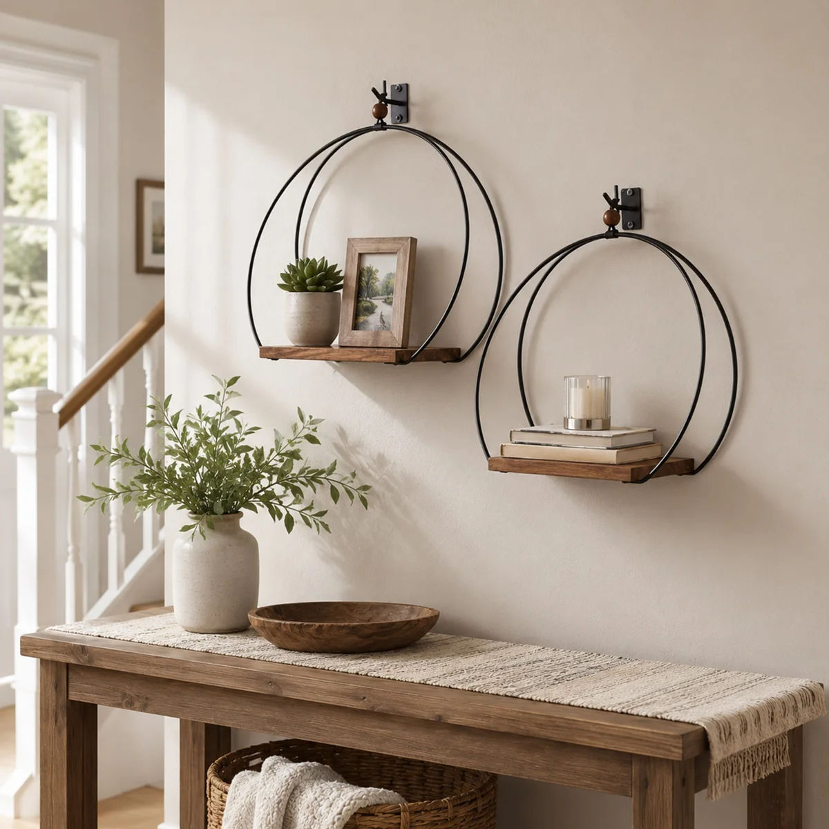 2-Piece Metal Wall Candle Sconce Set, Foldable Trays 11.8'' — view 1