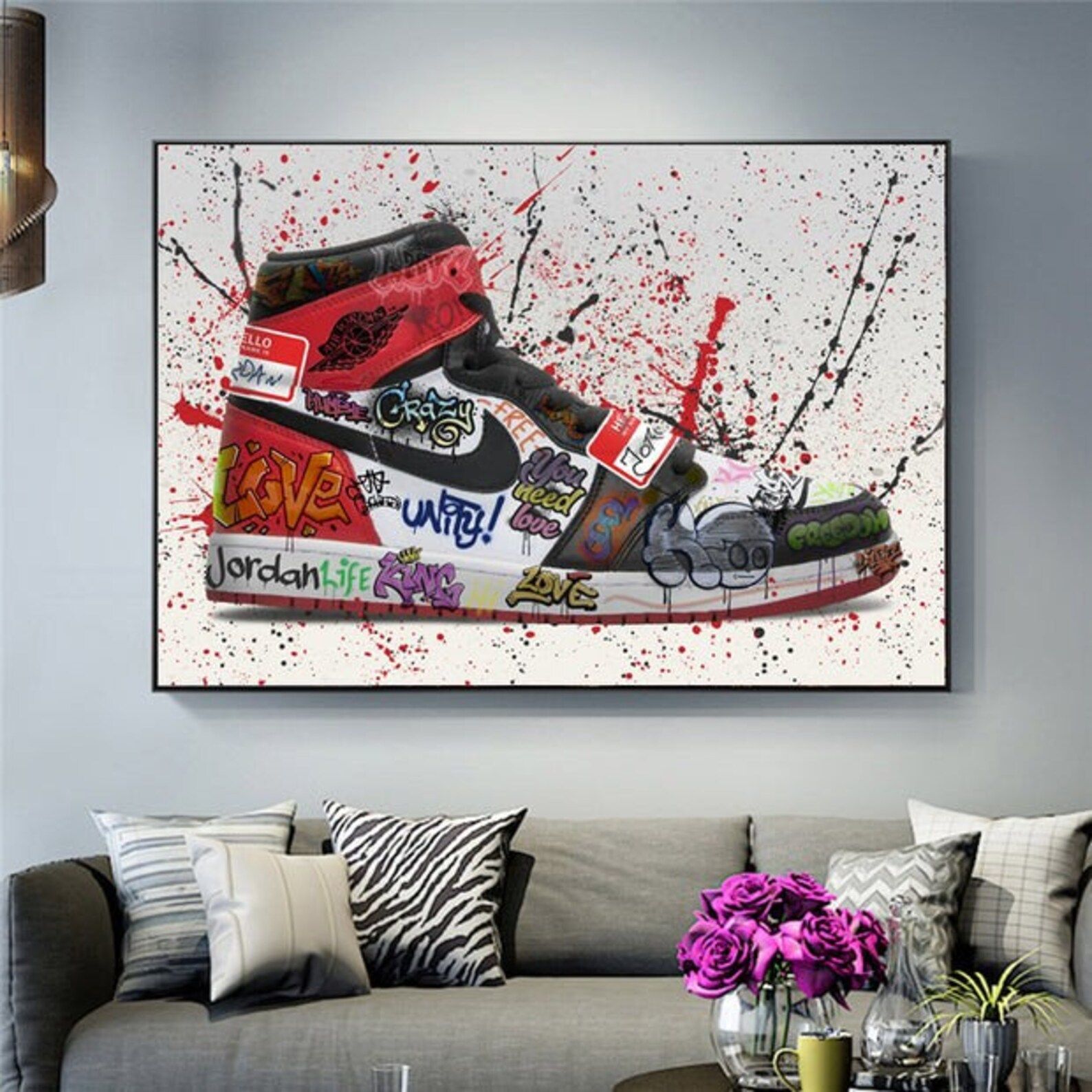 Graffiti Jordans Canvas Wall Art thumbnail 2