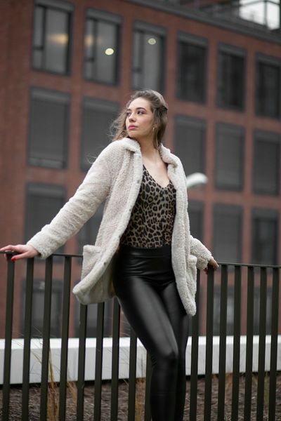 Mid Fur Simple Woman Coat