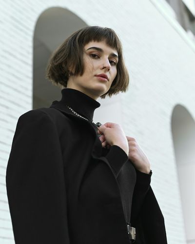 Short Simple Designed Woman Coat