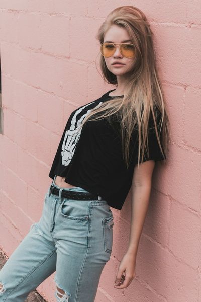 Designed Crop Top Woman Shirt