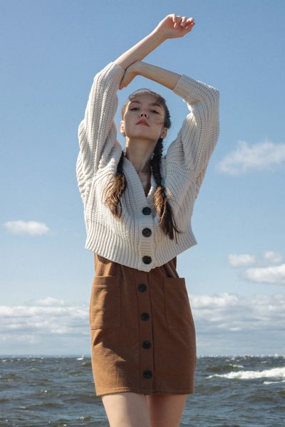 Cable Knit Crop Top Fancy Woman Sweater