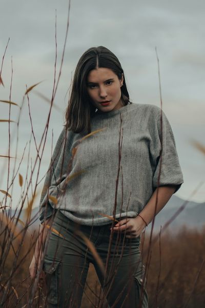 Overfit Crew Neck Fancy Woman Sweater