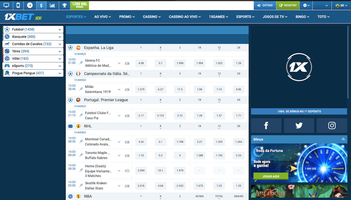 Apostas esportivas 1xBet