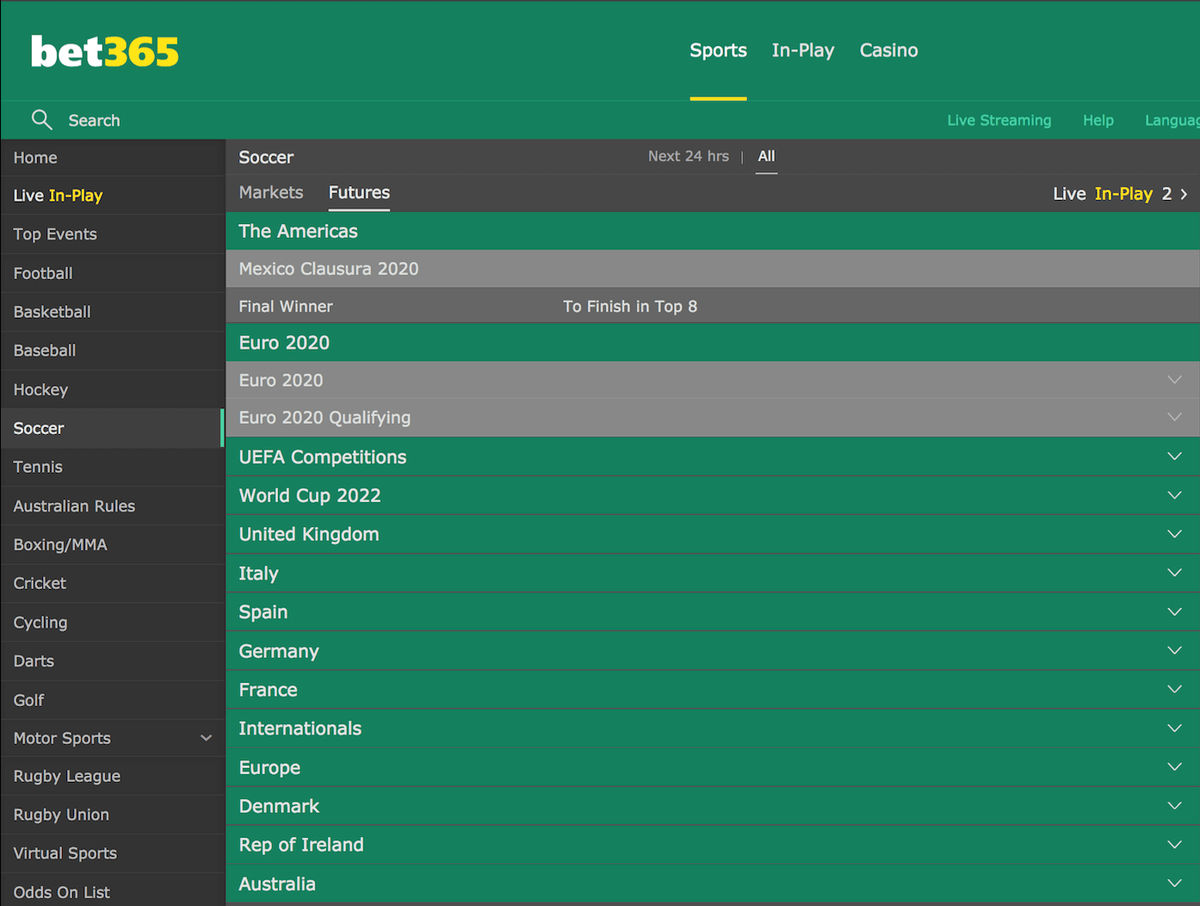 Bet365 Soccer Futures