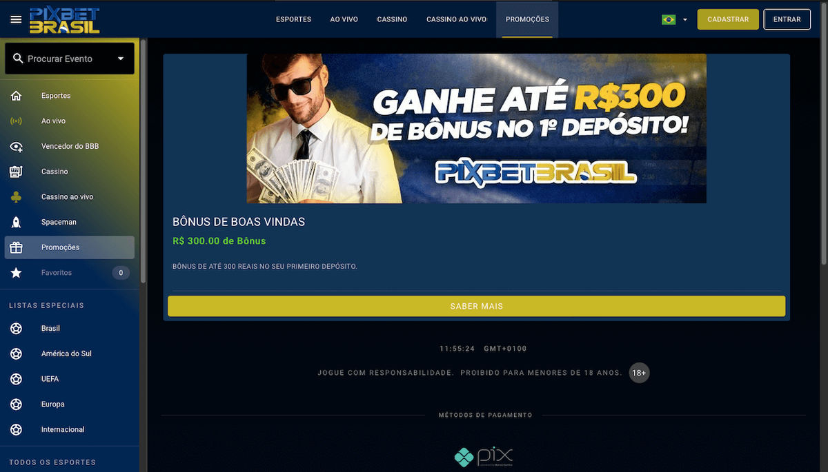 Bonus de boas vindas Pixbet 