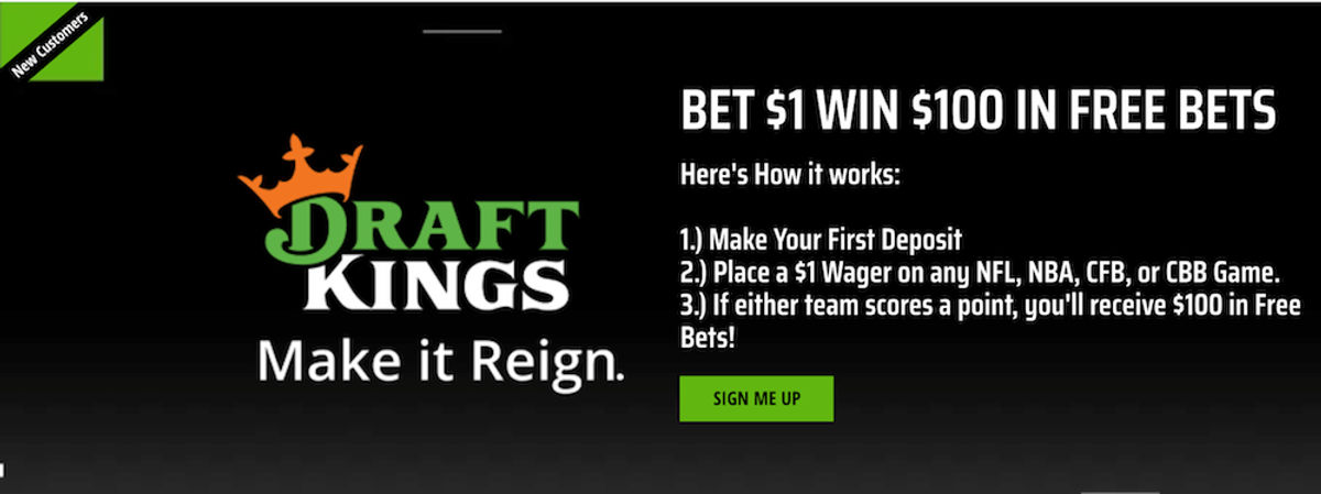 DraftKings Bet $1 Win $100