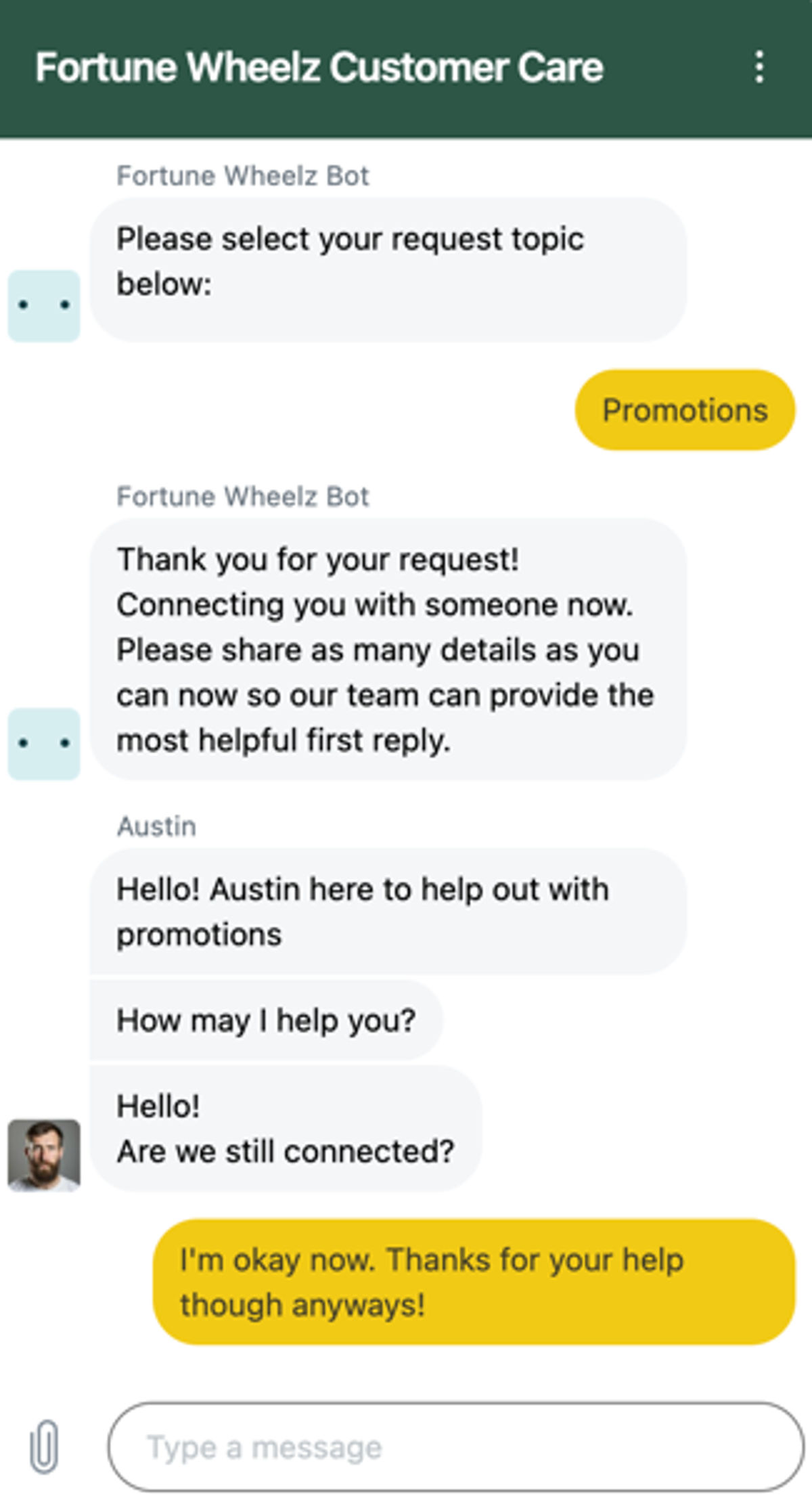 Fortune Wheelz Customer Support