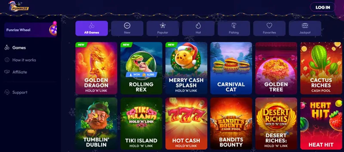 Funrize No Deposit Bonus Games