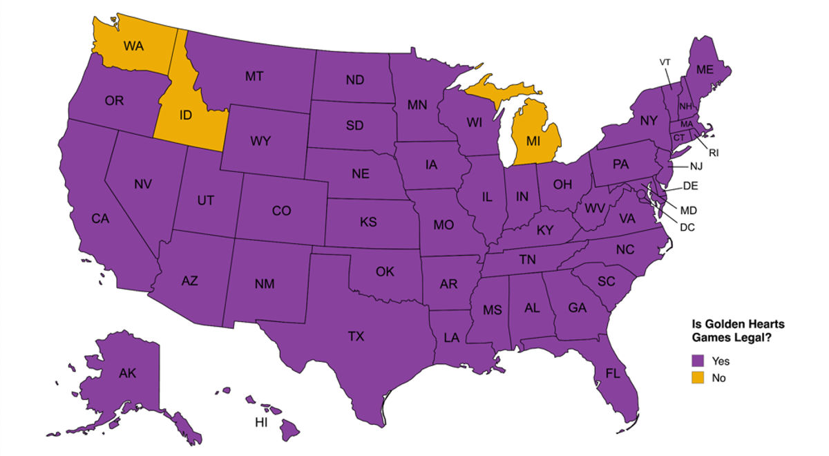 Golden Hearts Games Legal States